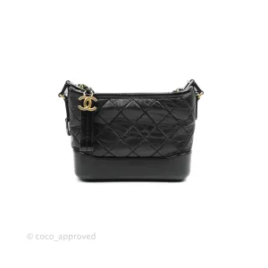 Chanel Quilted Small Gabrielle Hobo Black Calfskin Mixed Hardware