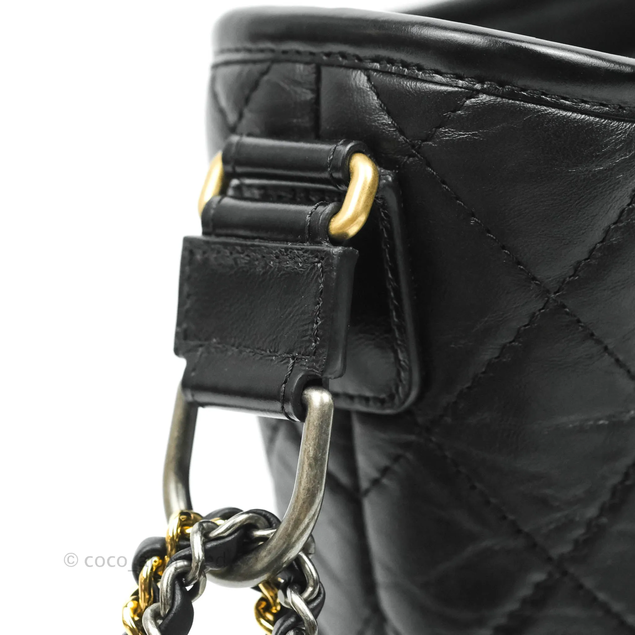 Chanel Quilted Small Gabrielle Hobo Black Calfskin Mixed Hardware