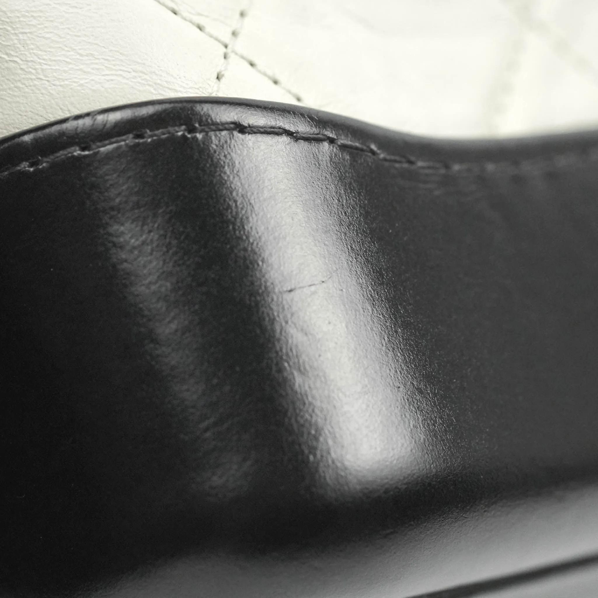 Chanel Quilted Small Gabrielle Hobo Black White Aged Calfskin