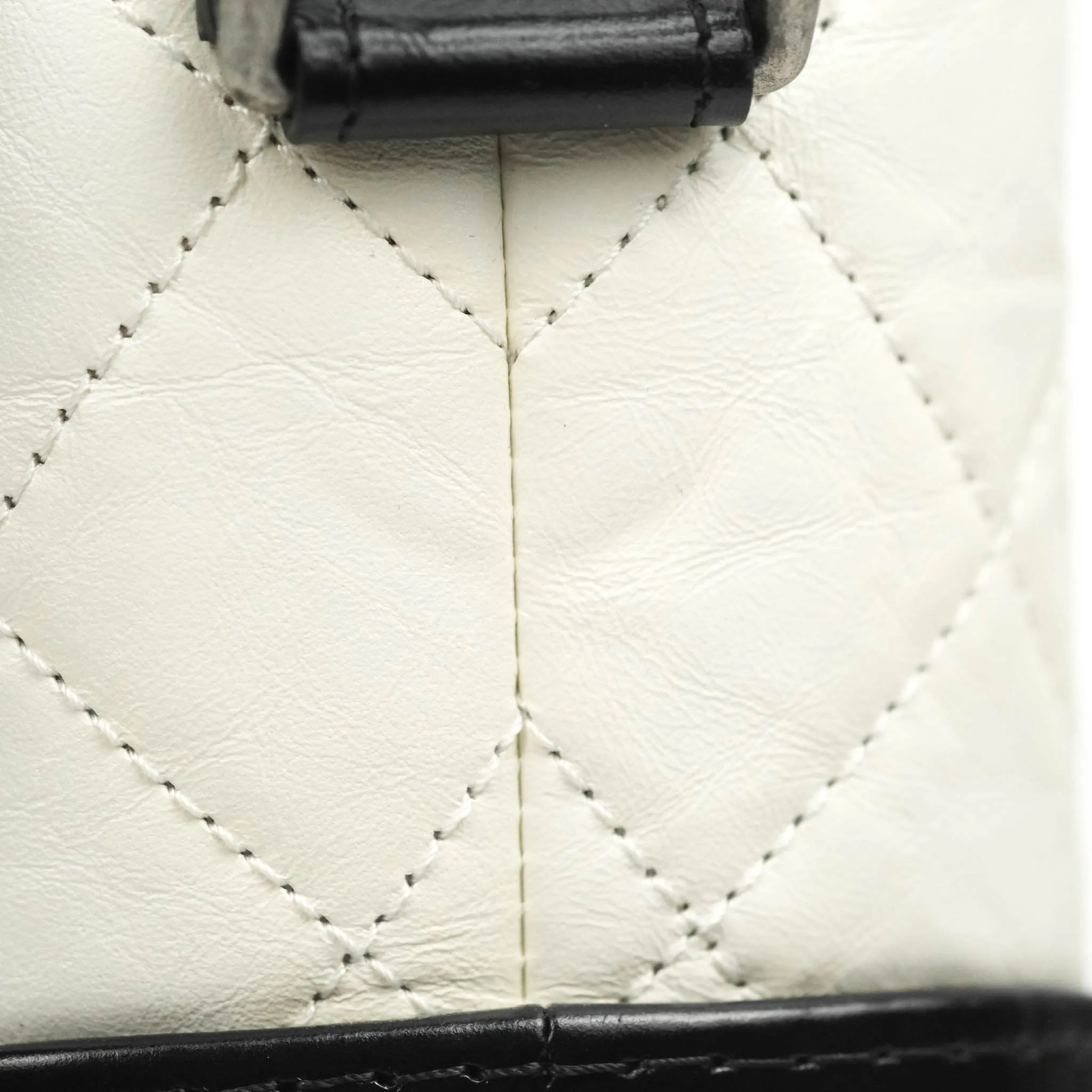 Chanel Quilted Small Gabrielle Hobo Black White Aged Calfskin