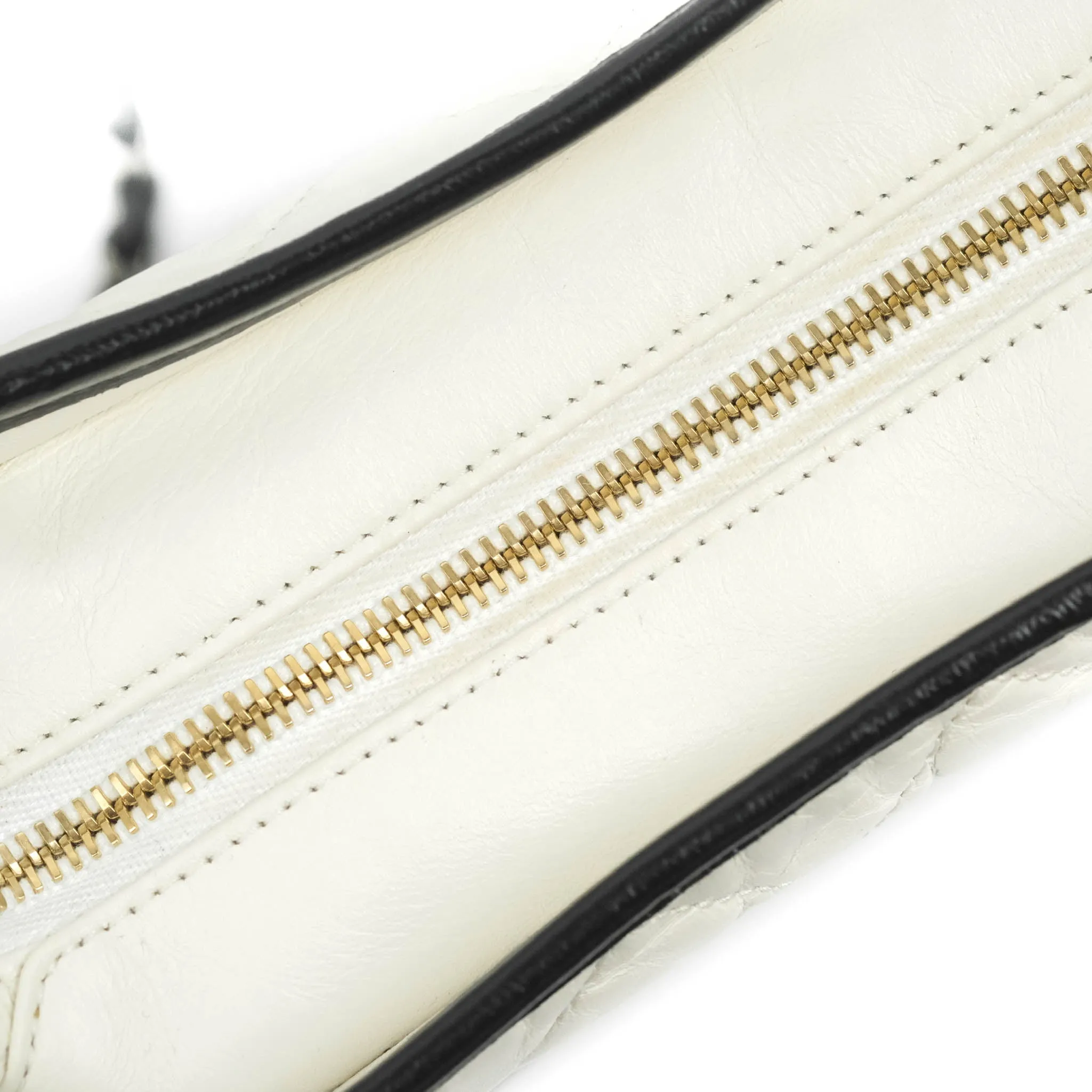Chanel Quilted Small Gabrielle Hobo Black White Aged Calfskin