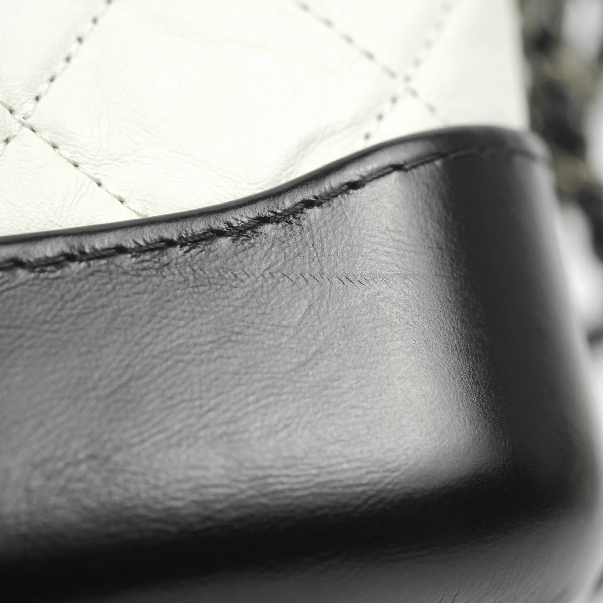 Chanel Quilted Small Gabrielle Hobo Black White Aged Calfskin