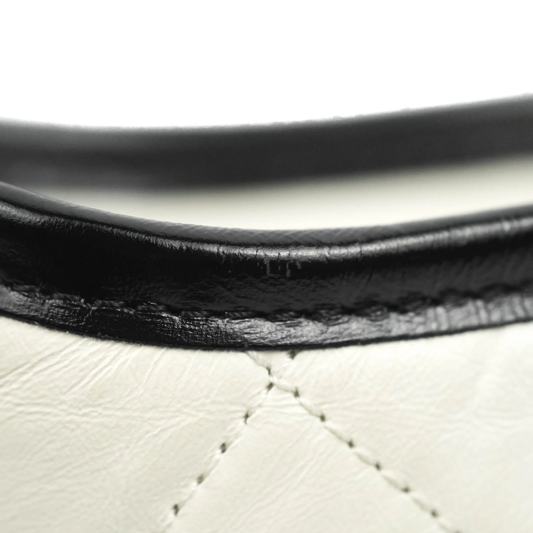 Chanel Quilted Small Gabrielle Hobo Black White Aged Calfskin