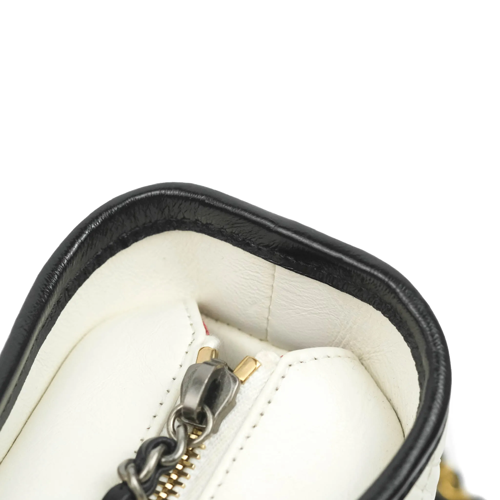 Chanel Quilted Small Gabrielle Hobo Black White Aged Calfskin