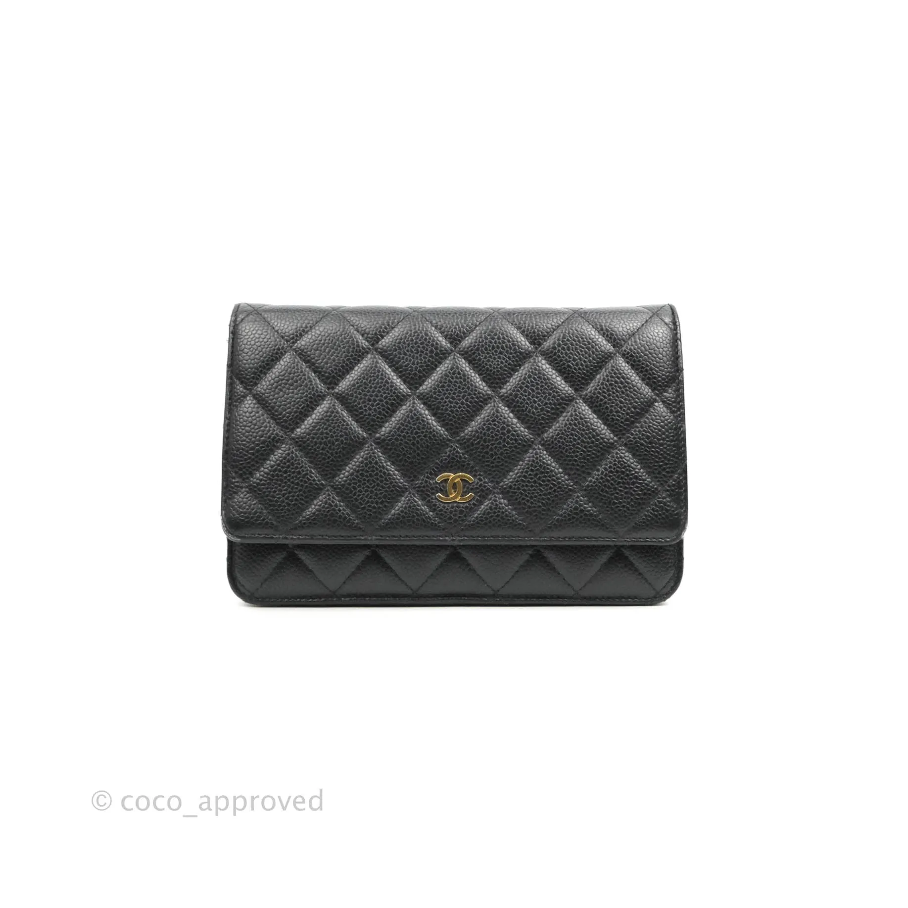 Chanel Quilted Wallet on Chain WOC Black Caviar Gold Hardware