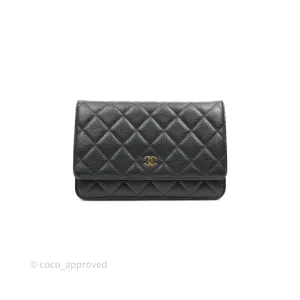 Chanel Quilted Wallet on Chain WOC Black Caviar Gold Hardware