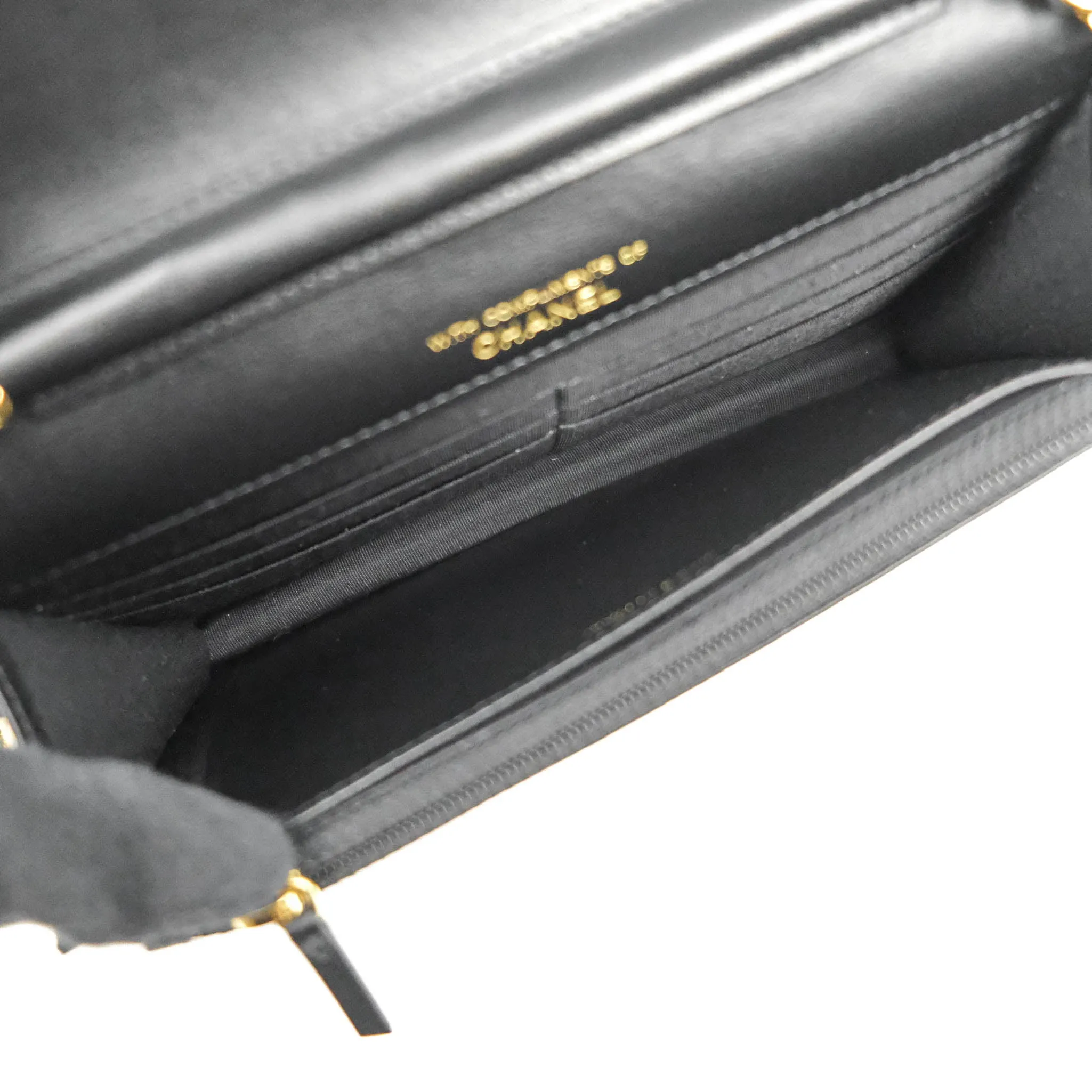 Chanel Quilted Wallet on Chain WOC Stitching Black Lambskin Gold Hardware