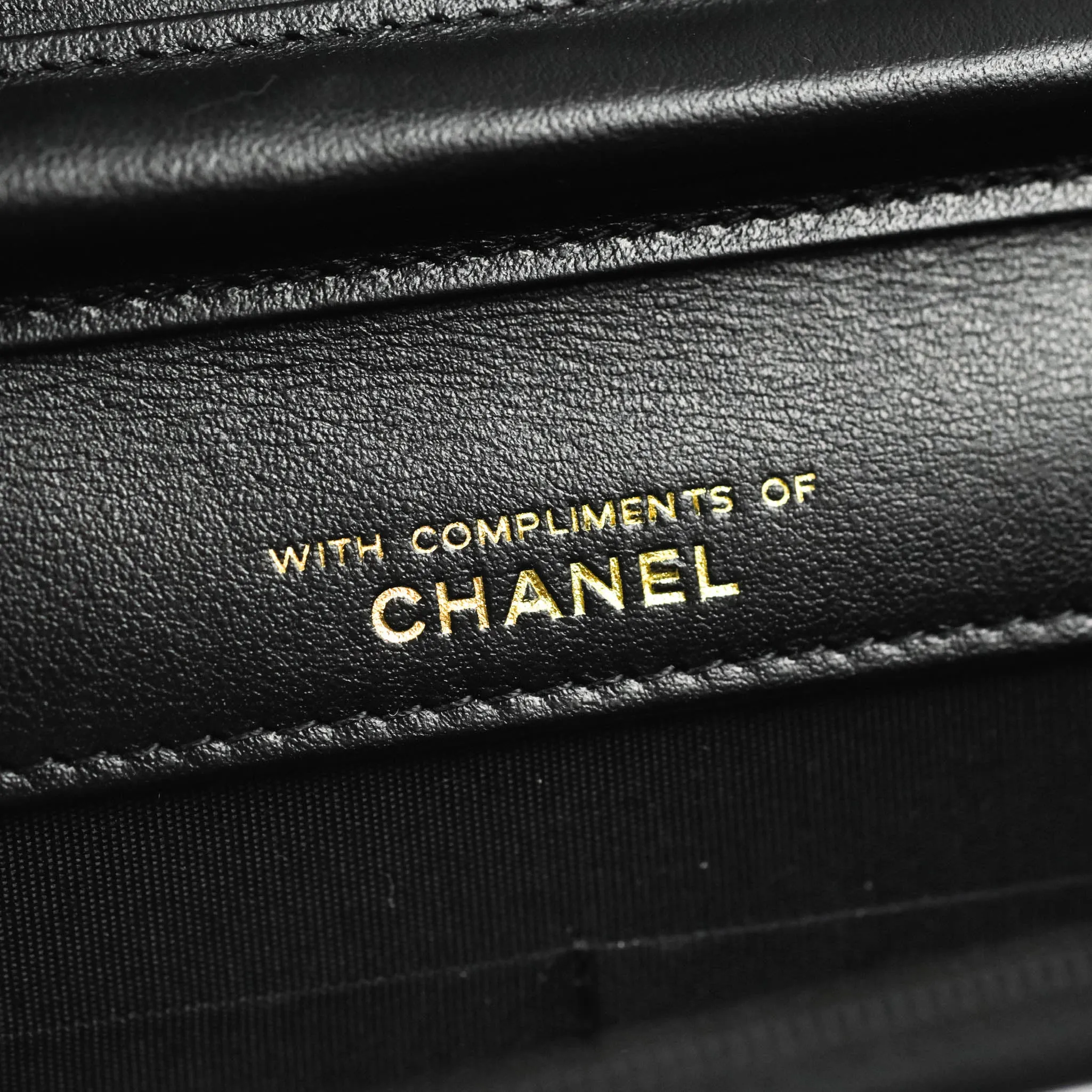 Chanel Quilted Wallet on Chain WOC Stitching Black Lambskin Gold Hardware