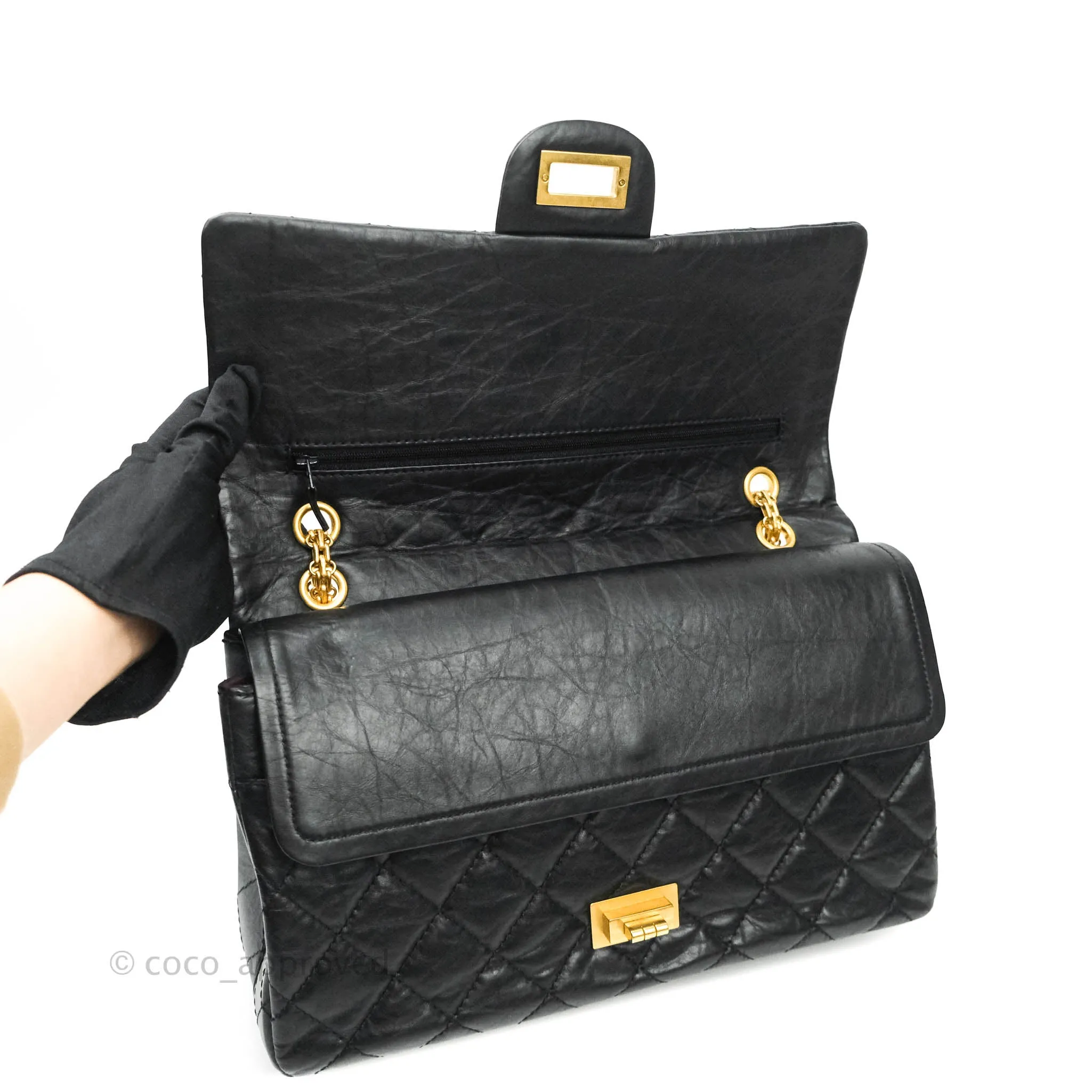 Chanel Reissue Quilted Aged Calfskin Black Aged Gold Hardware 227