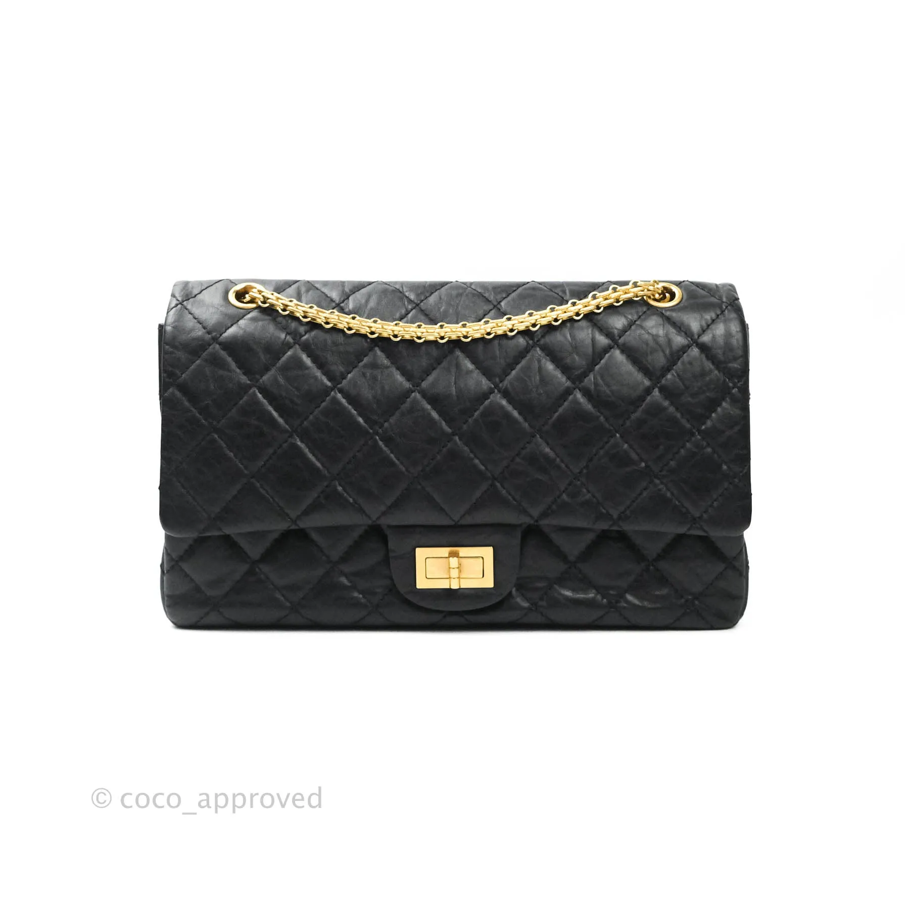 Chanel Reissue Quilted Aged Calfskin Black Aged Gold Hardware 227