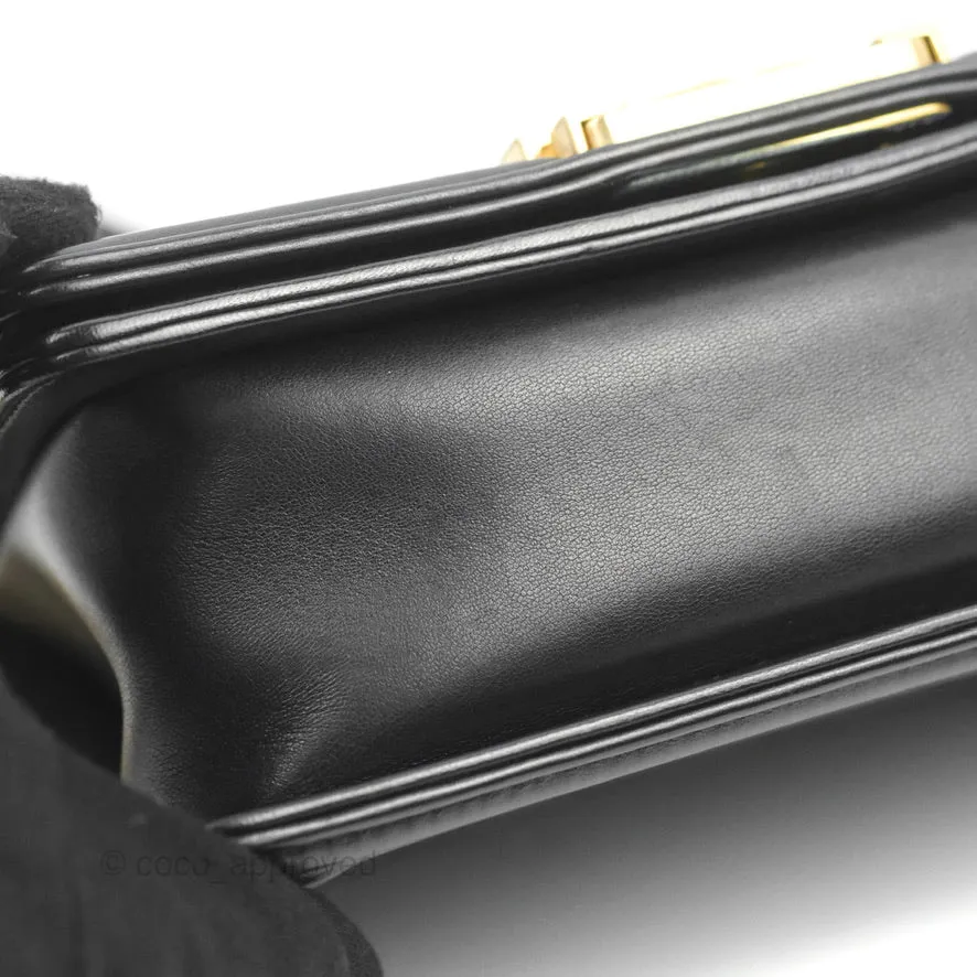 Chanel Small Boy Black Lambskin Aged Gold Hardware