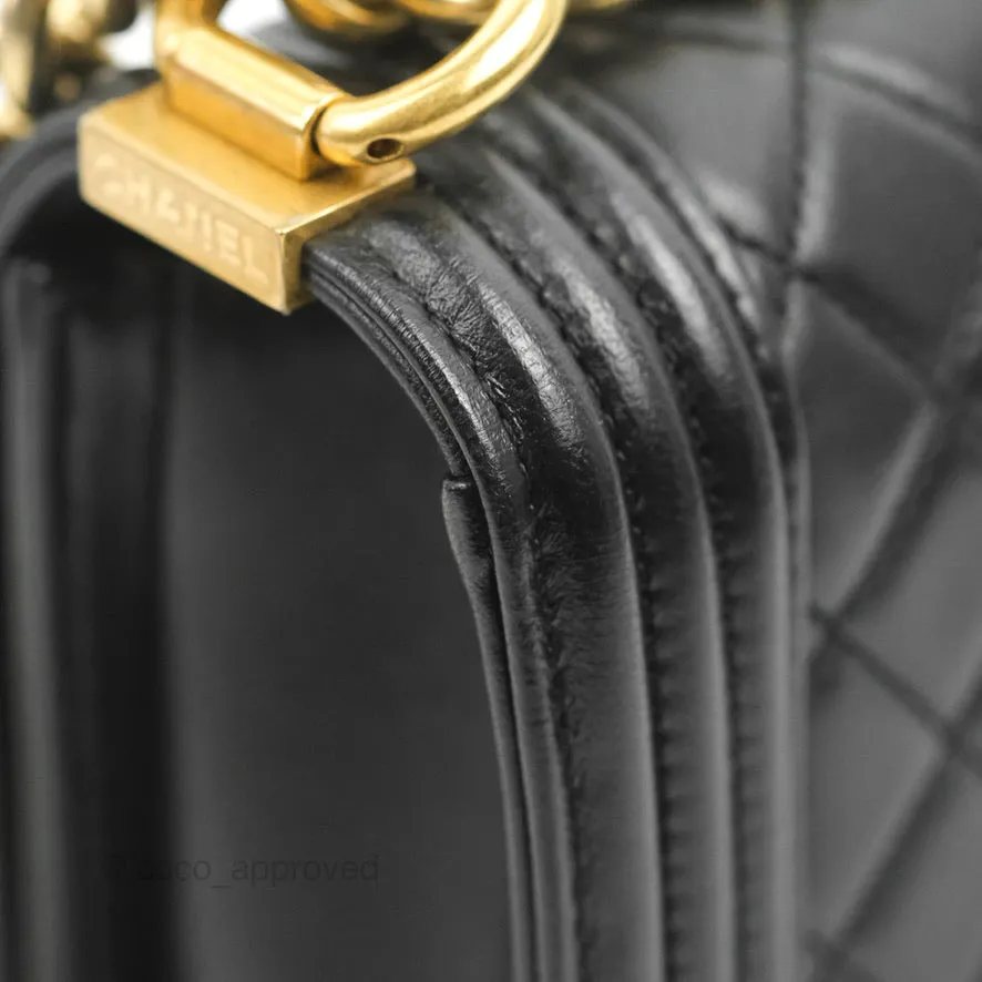 Chanel Small Boy Black Lambskin Aged Gold Hardware