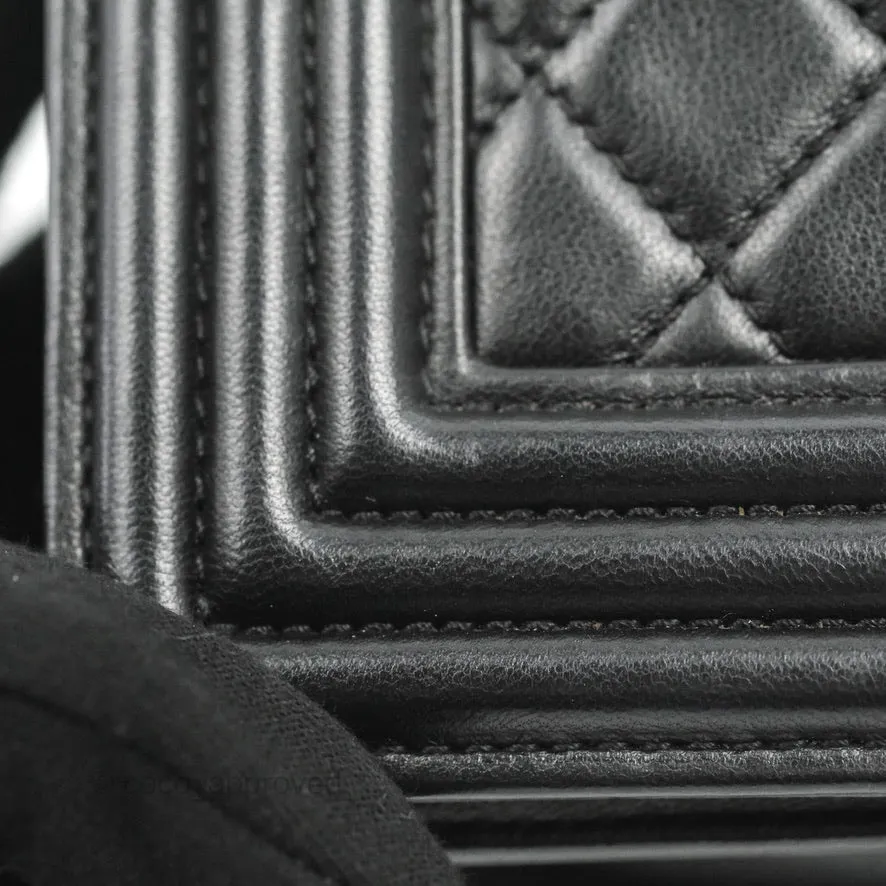Chanel Small Boy Black Lambskin Aged Gold Hardware