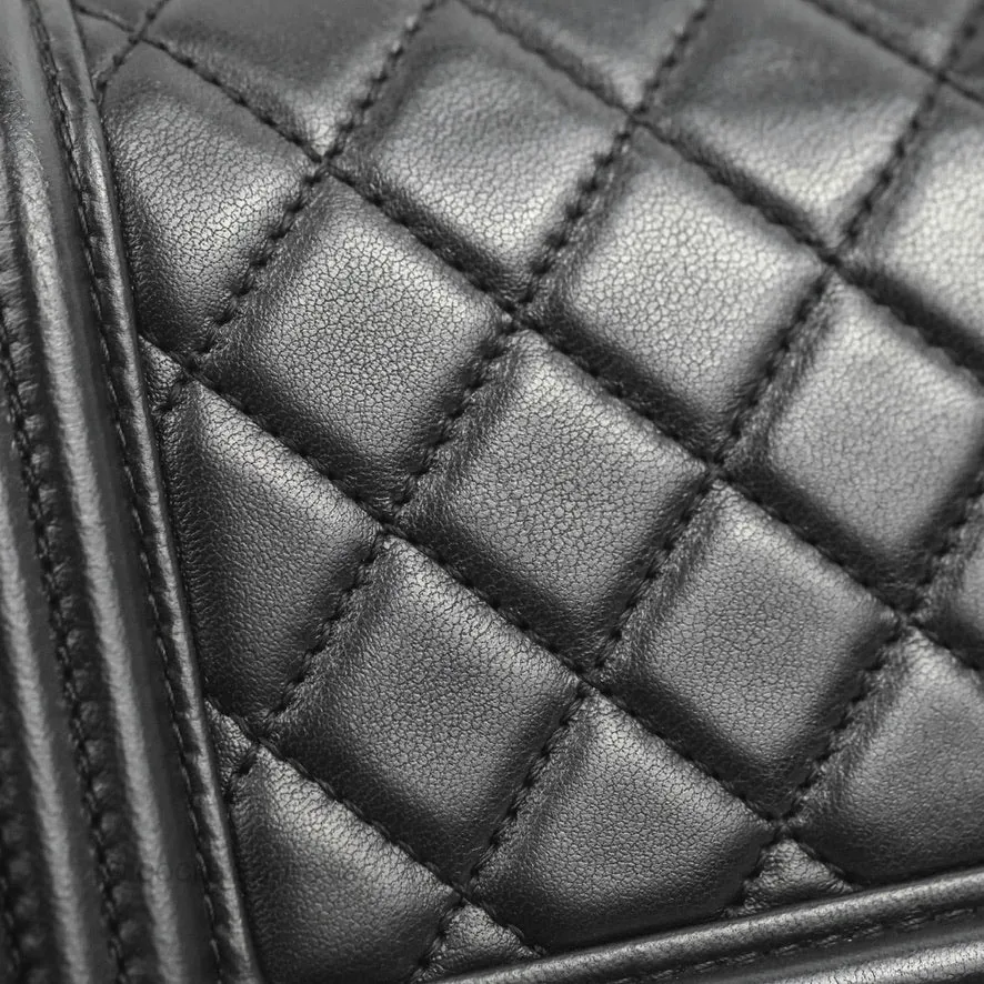 Chanel Small Boy Black Lambskin Aged Gold Hardware