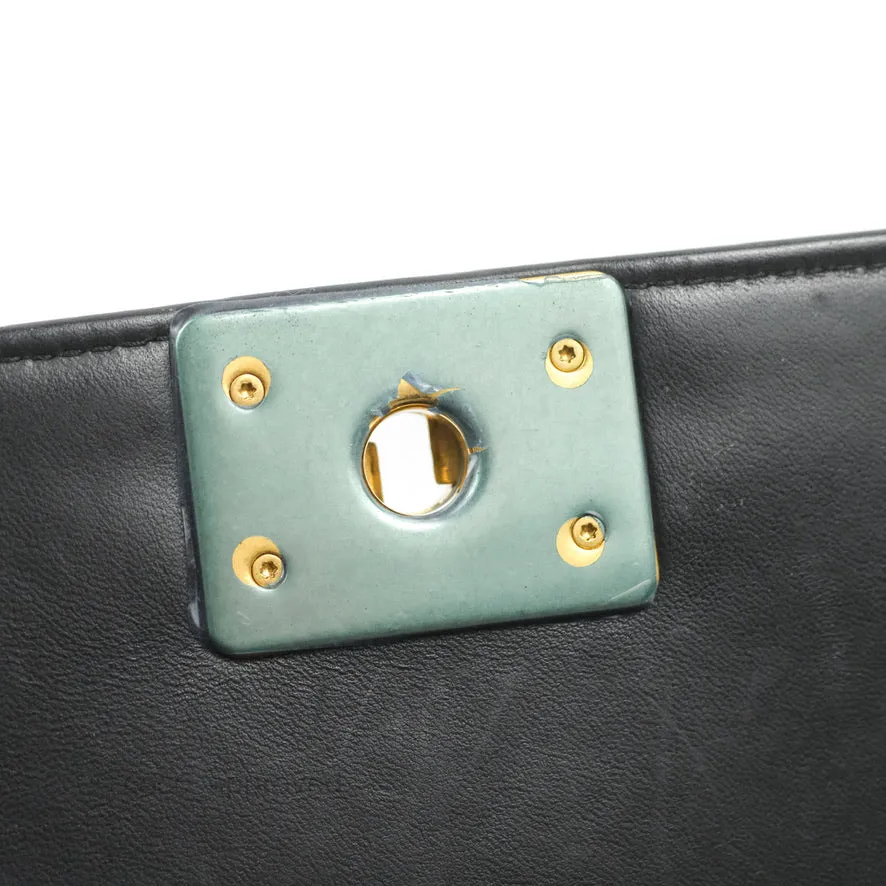 Chanel Small Boy Black Lambskin Aged Gold Hardware