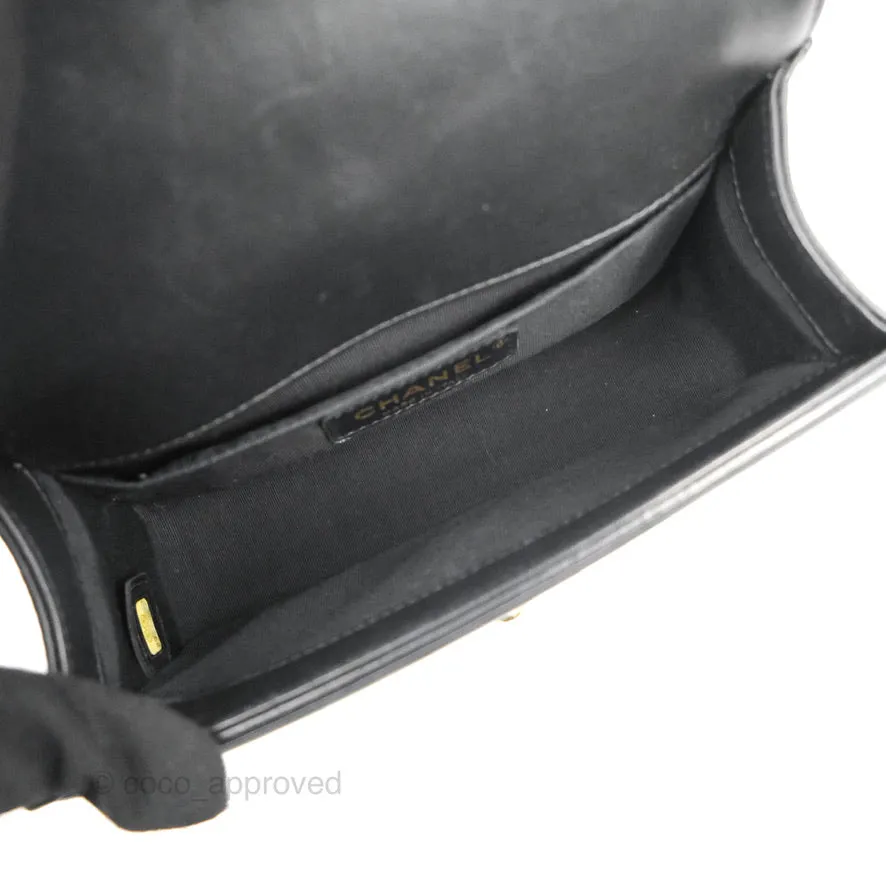 Chanel Small Boy Black Lambskin Aged Gold Hardware