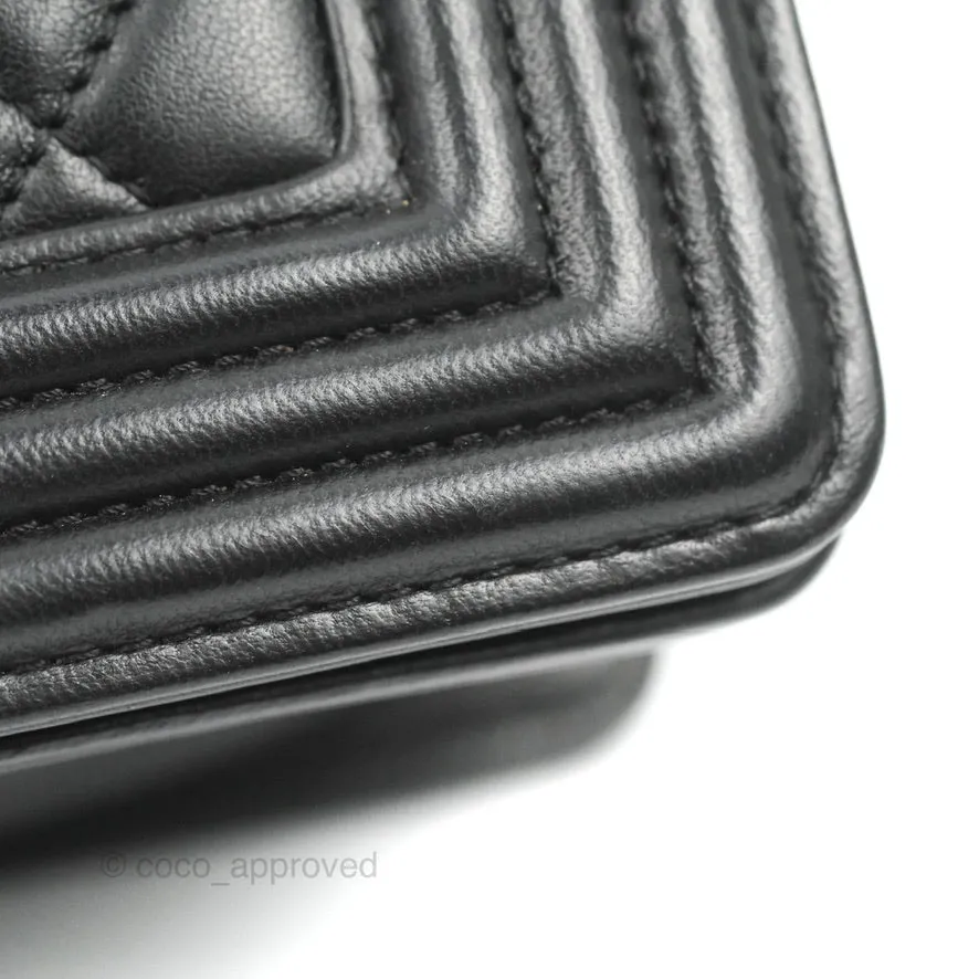 Chanel Small Boy Black Lambskin Aged Gold Hardware