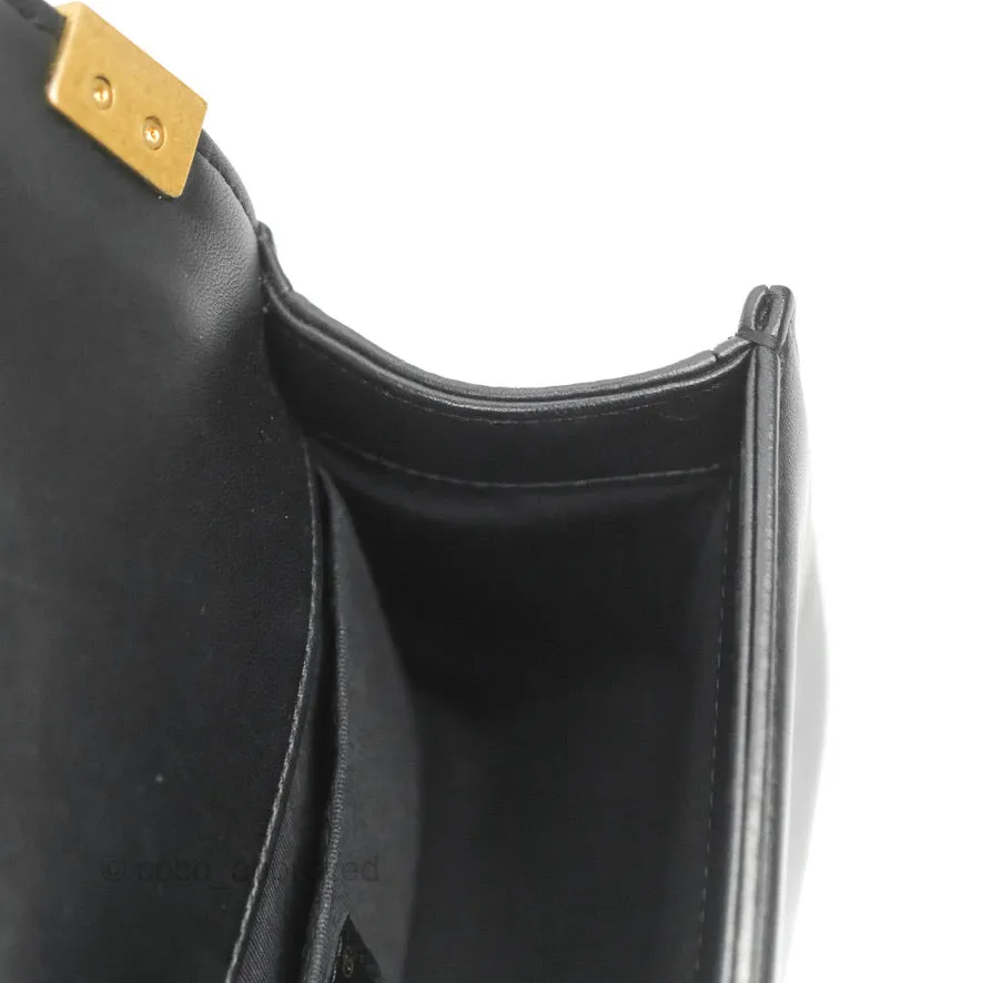 Chanel Small Boy Black Lambskin Aged Gold Hardware
