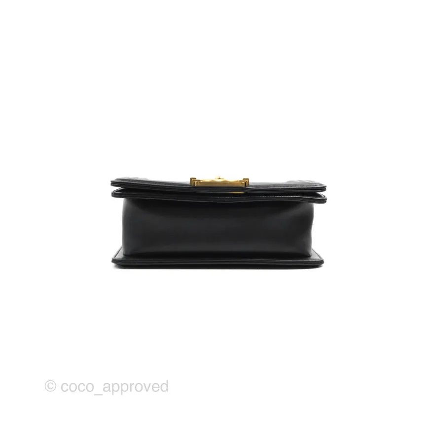 Chanel Small Boy Black Lambskin Aged Gold Hardware