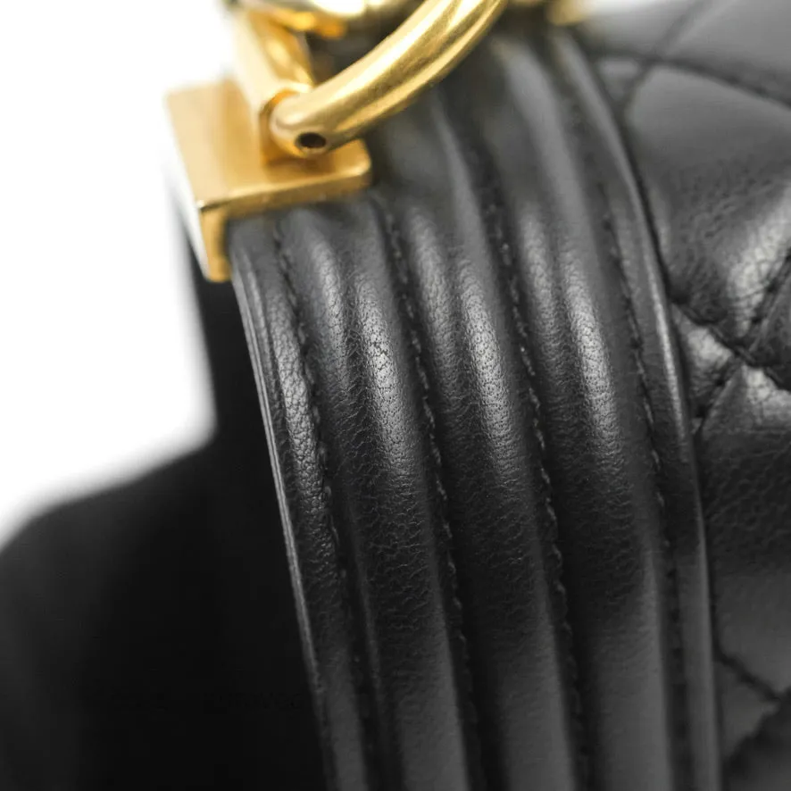 Chanel Small Boy Black Lambskin Aged Gold Hardware