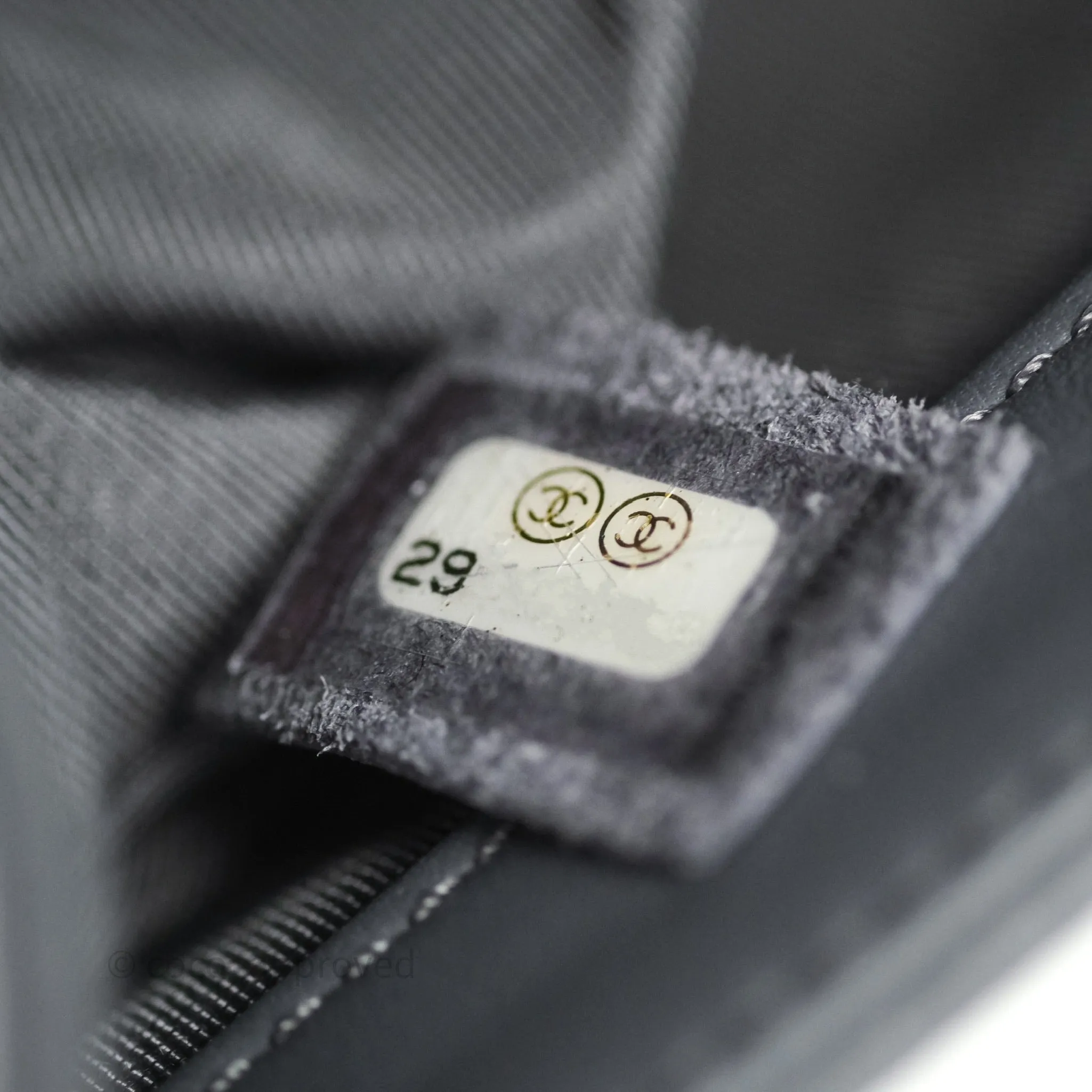Chanel Small Boy Chevron Grey Calfskin Gold Hardware