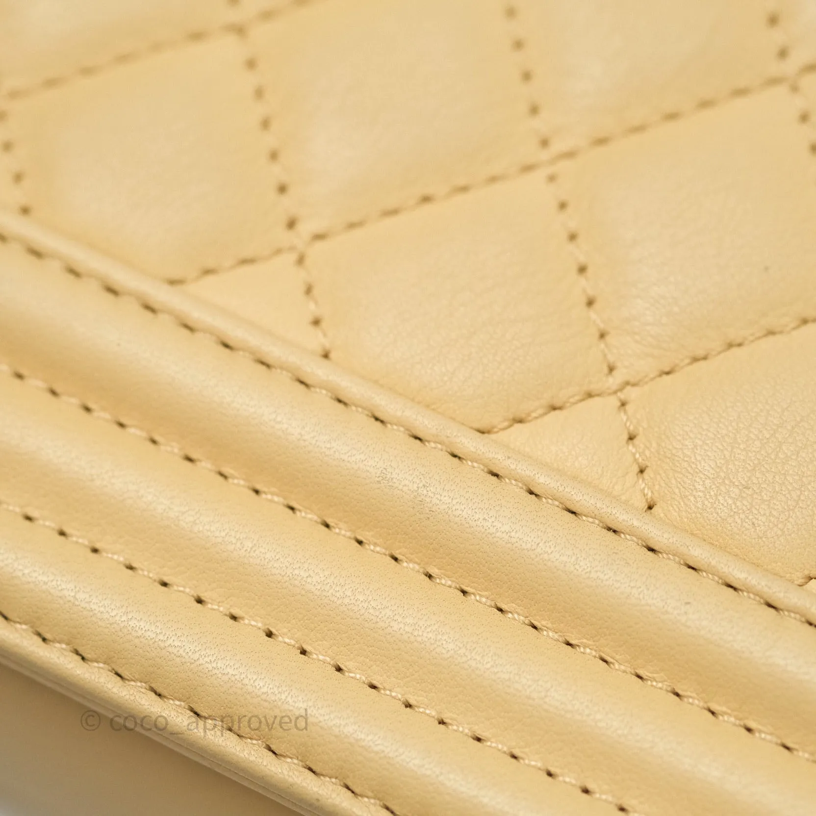 Chanel Small Boy Quilted Beige Calfskin Ruthenium Hardware