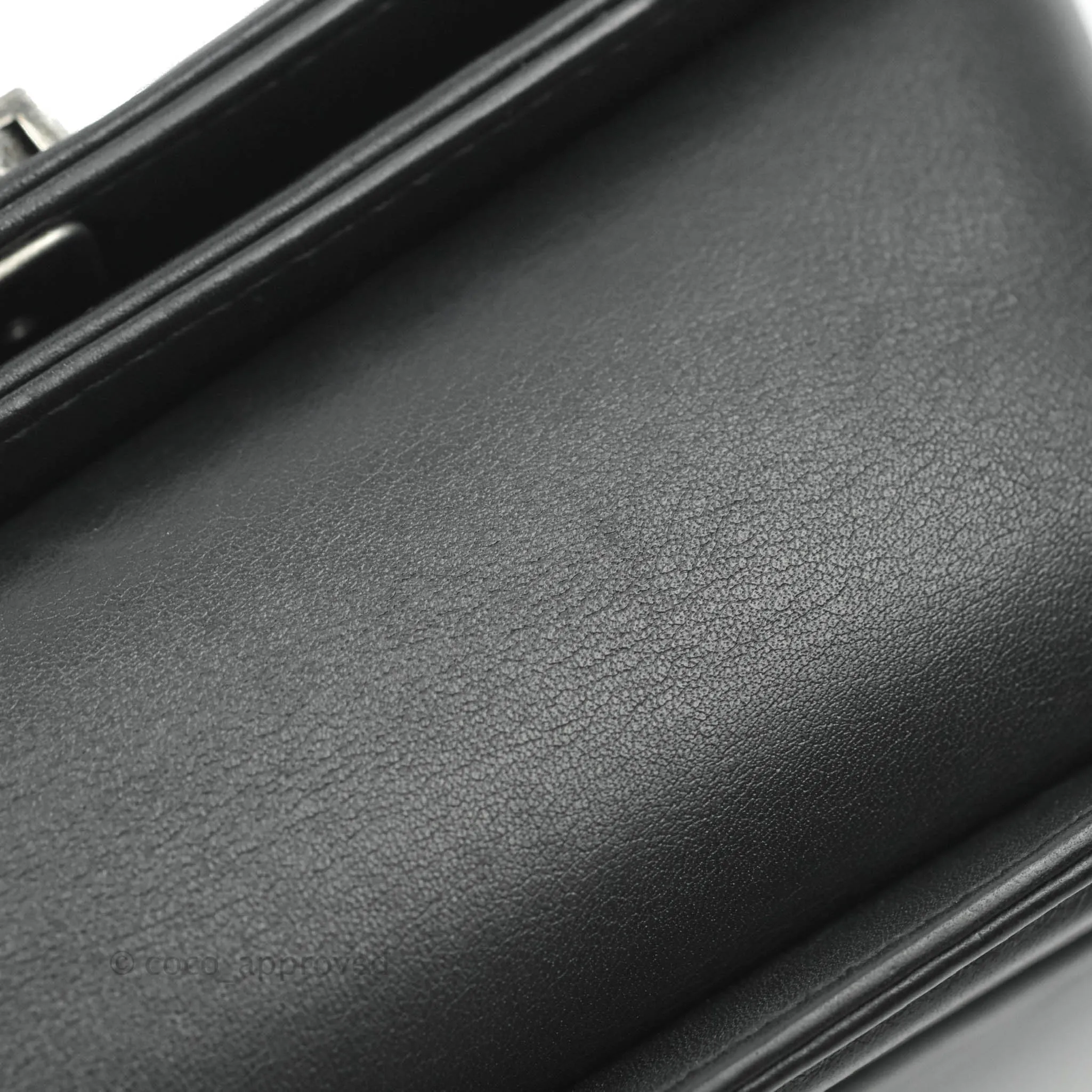 Chanel Small Chevron Boy Black Calfskin Ruthenium Hardware