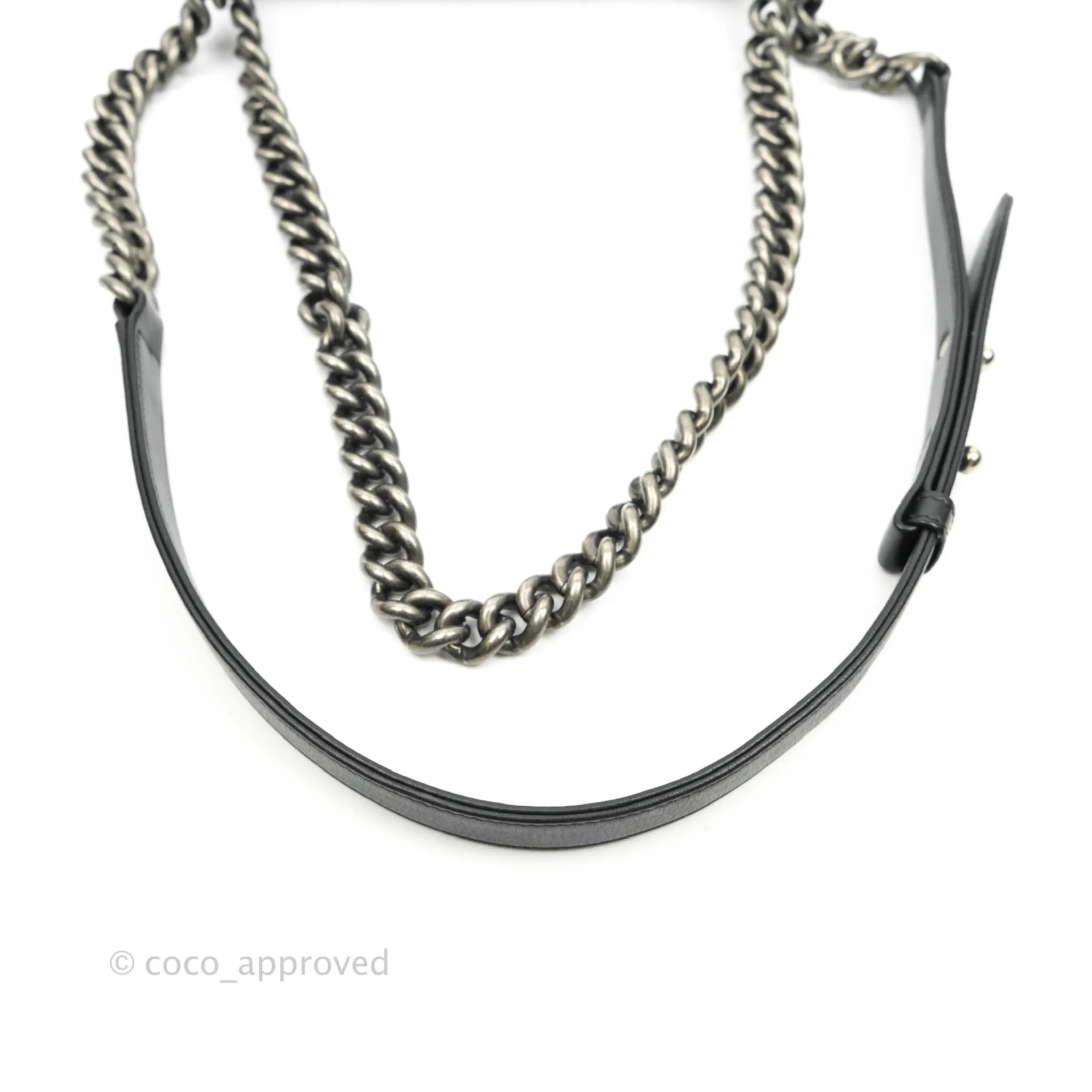 Chanel Small Chevron Boy Black Calfskin Ruthenium Hardware