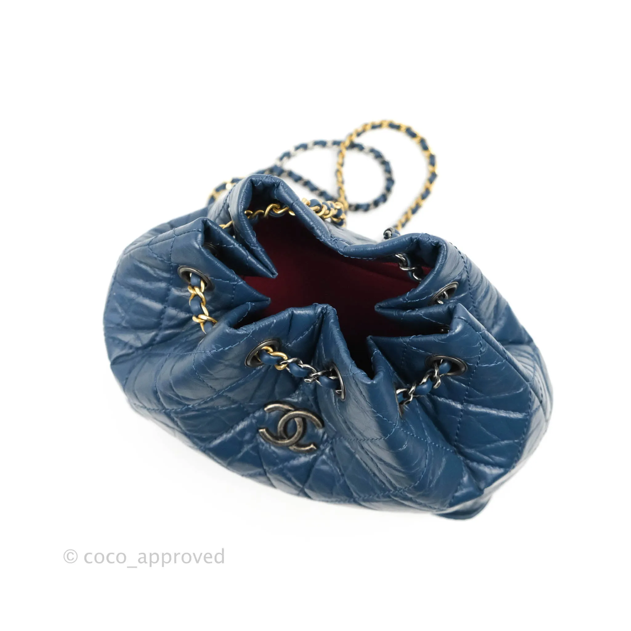 Chanel Small Gabrielle Backpack Navy Aged Calfskin