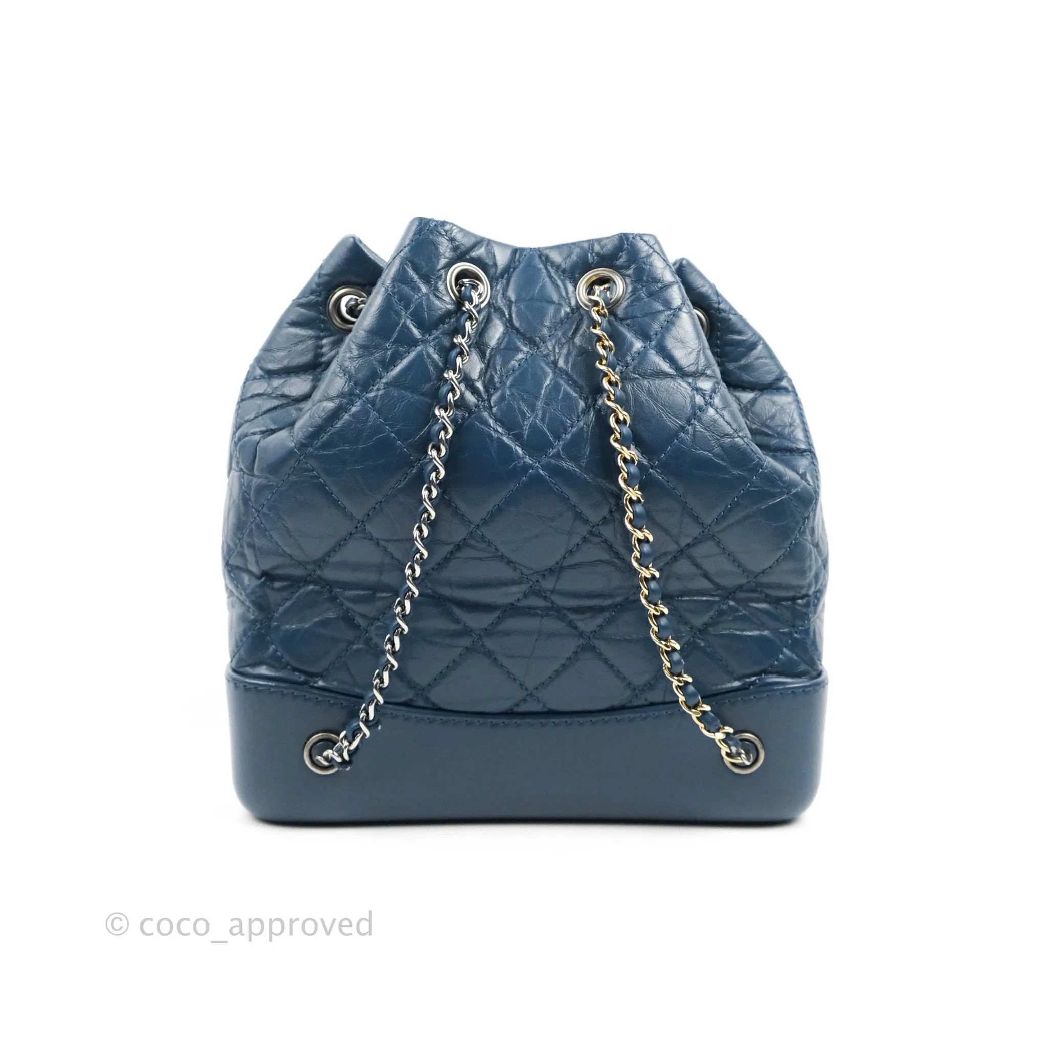 Chanel Small Gabrielle Backpack Navy Aged Calfskin