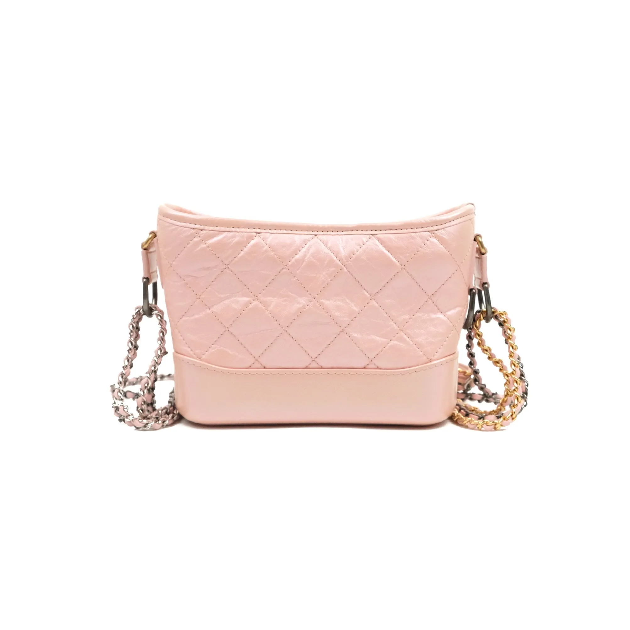 Chanel Small Gabrielle Hobo Iridescent Pink Aged Calfskin Mixed Hardware