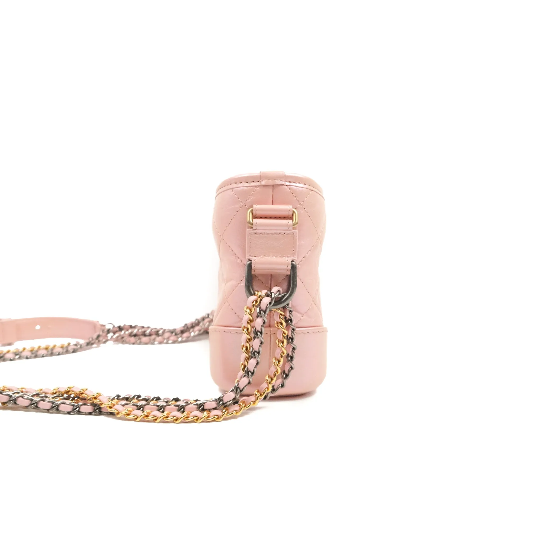 Chanel Small Gabrielle Hobo Iridescent Pink Aged Calfskin Mixed Hardware