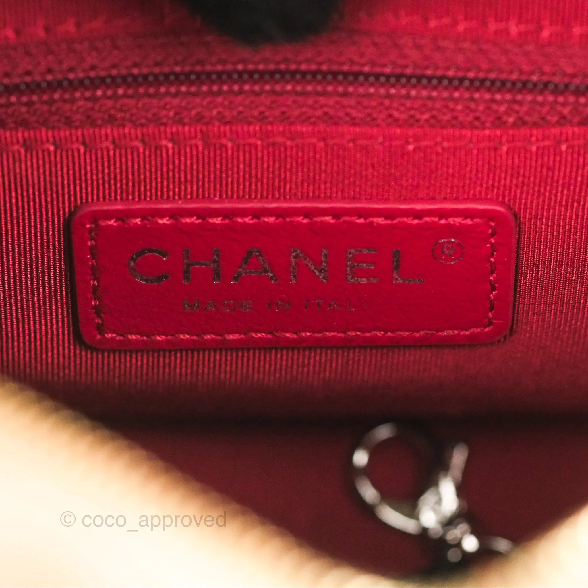 Chanel Small Gabrielle Hobo Quilted Beige Black Aged Calfskin