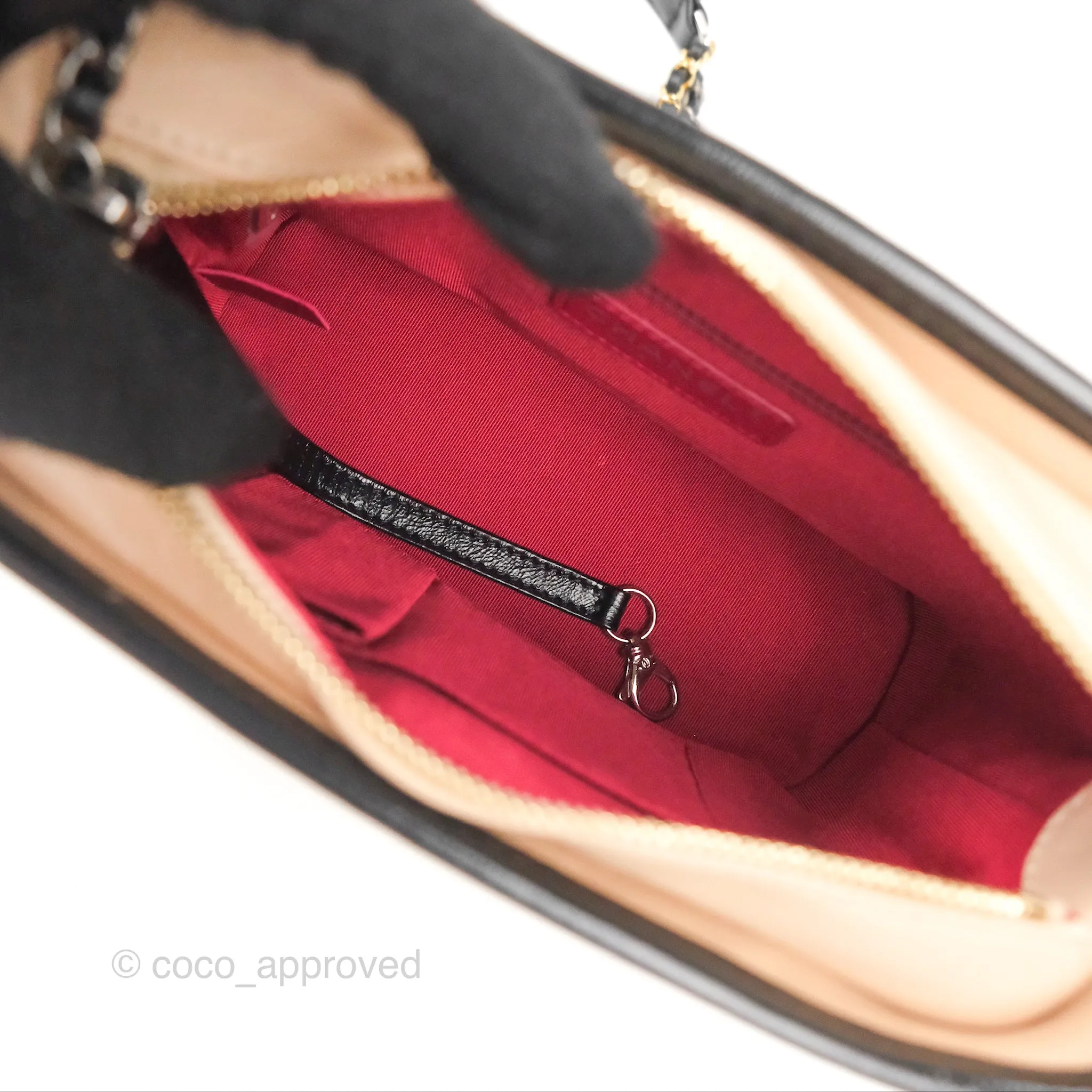 Chanel Small Gabrielle Hobo Quilted Beige Black Aged Calfskin
