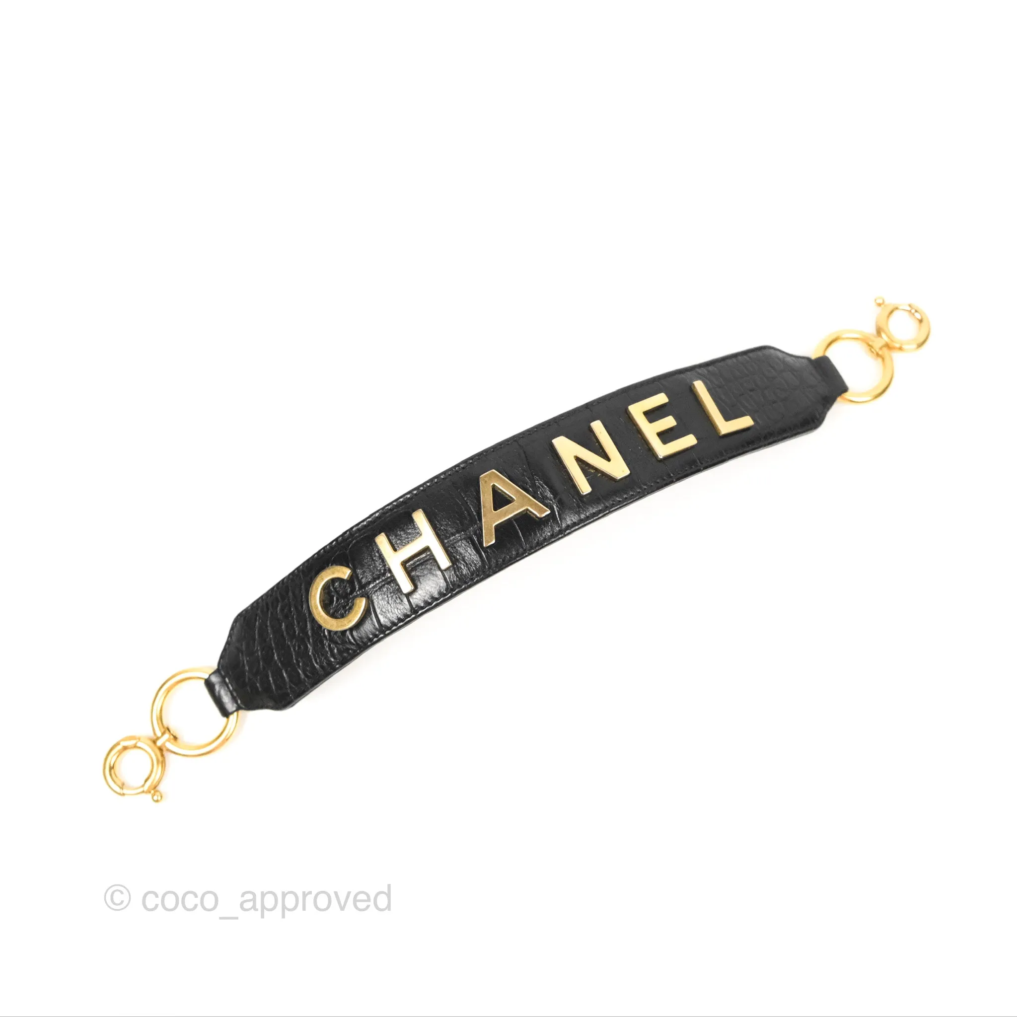 Chanel Small Gabrielle Hobo with Logo Handle Black Croc Embossed Calfskin