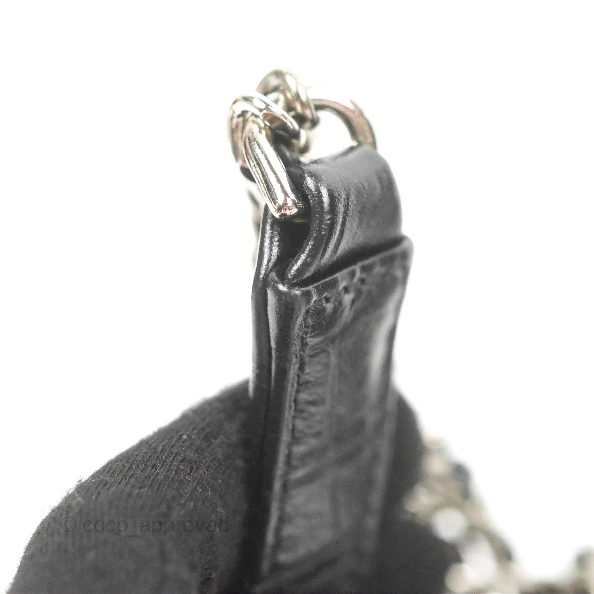 Chanel Small Gabrielle Hobo with Logo Handle Black Croc Embossed Calfskin