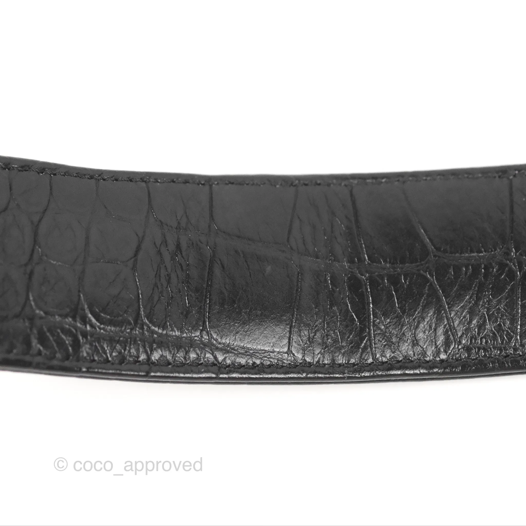 Chanel Small Gabrielle Hobo with Logo Handle Black Croc Embossed Calfskin