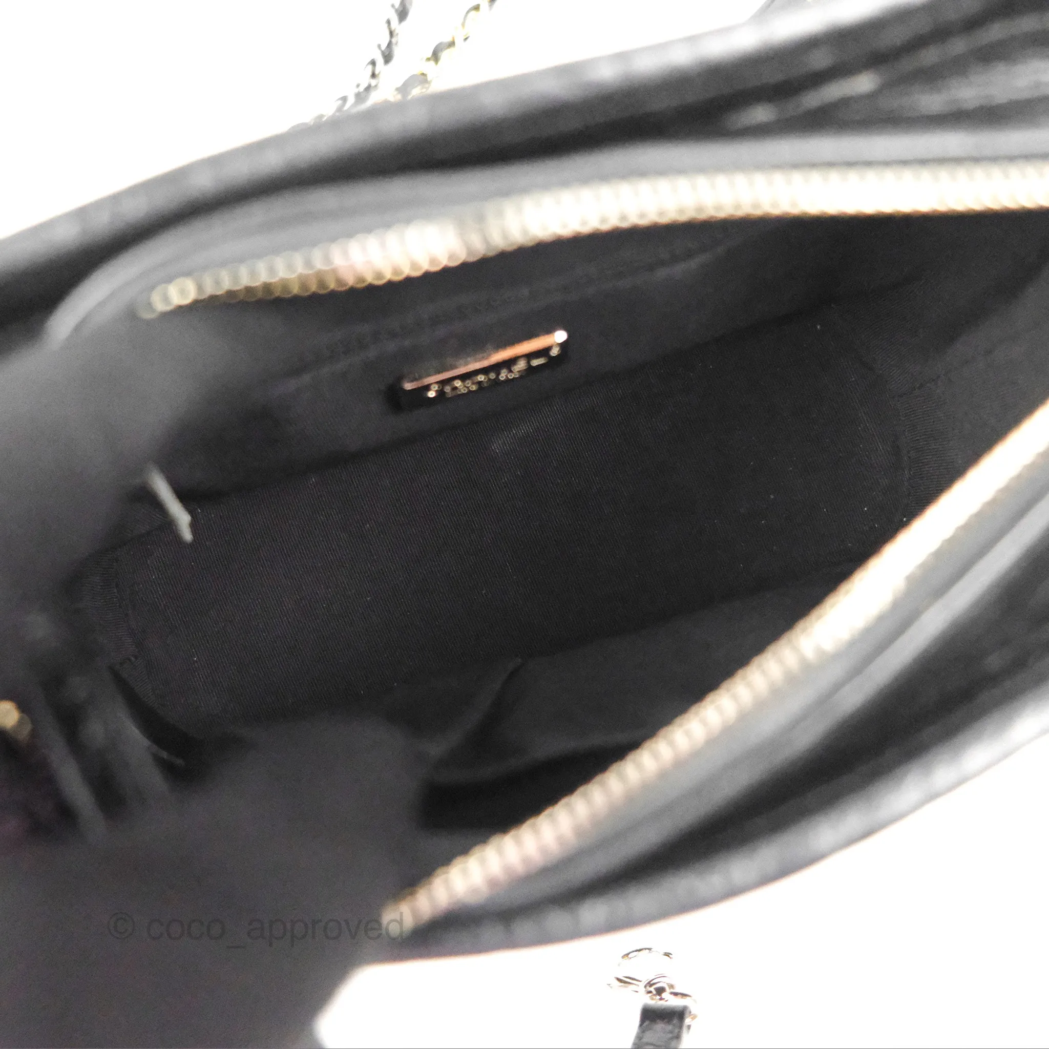 Chanel Small Gabrielle Hobo with Logo Handle Black Croc Embossed Calfskin