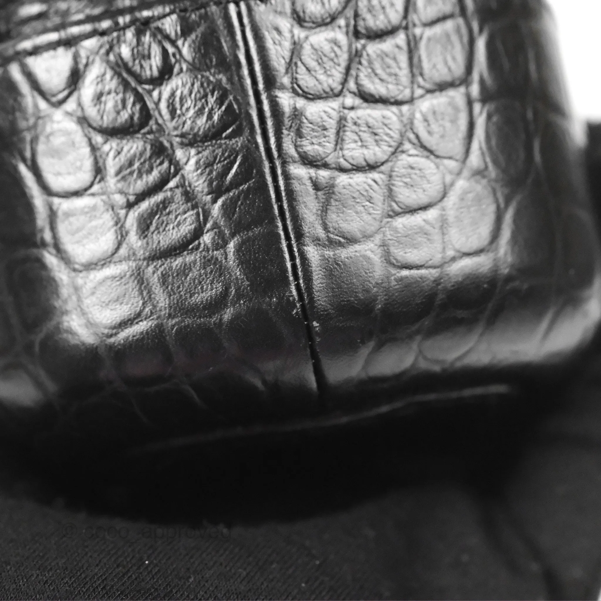 Chanel Small Gabrielle Hobo with Logo Handle Black Croc Embossed Calfskin