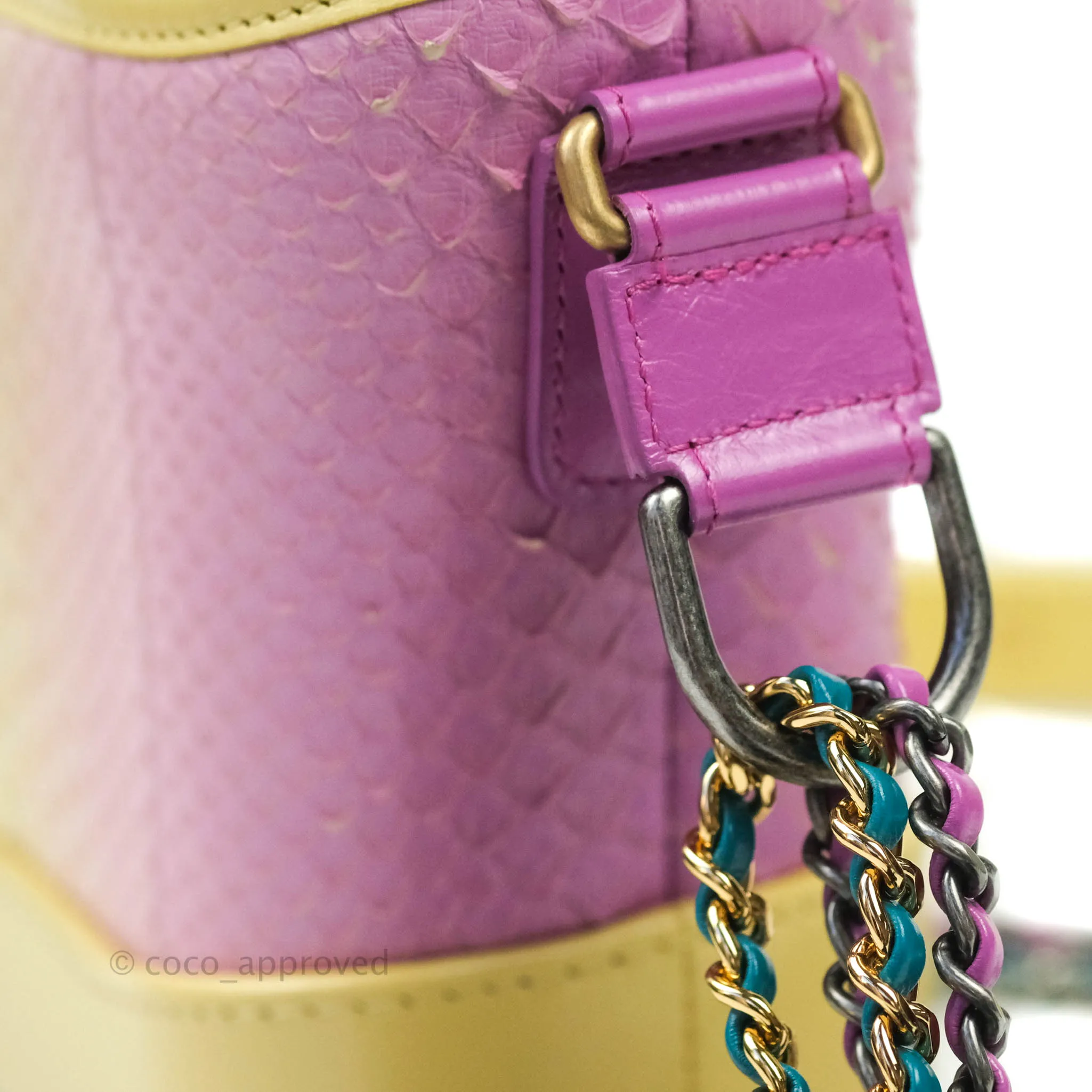 Chanel Small Gabrielle Hobo Yellow Python Mixed Hardware