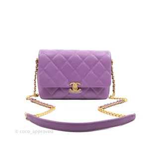 Chanel Small Quilted Melody Flap Purple Caviar Aged Gold Hardware