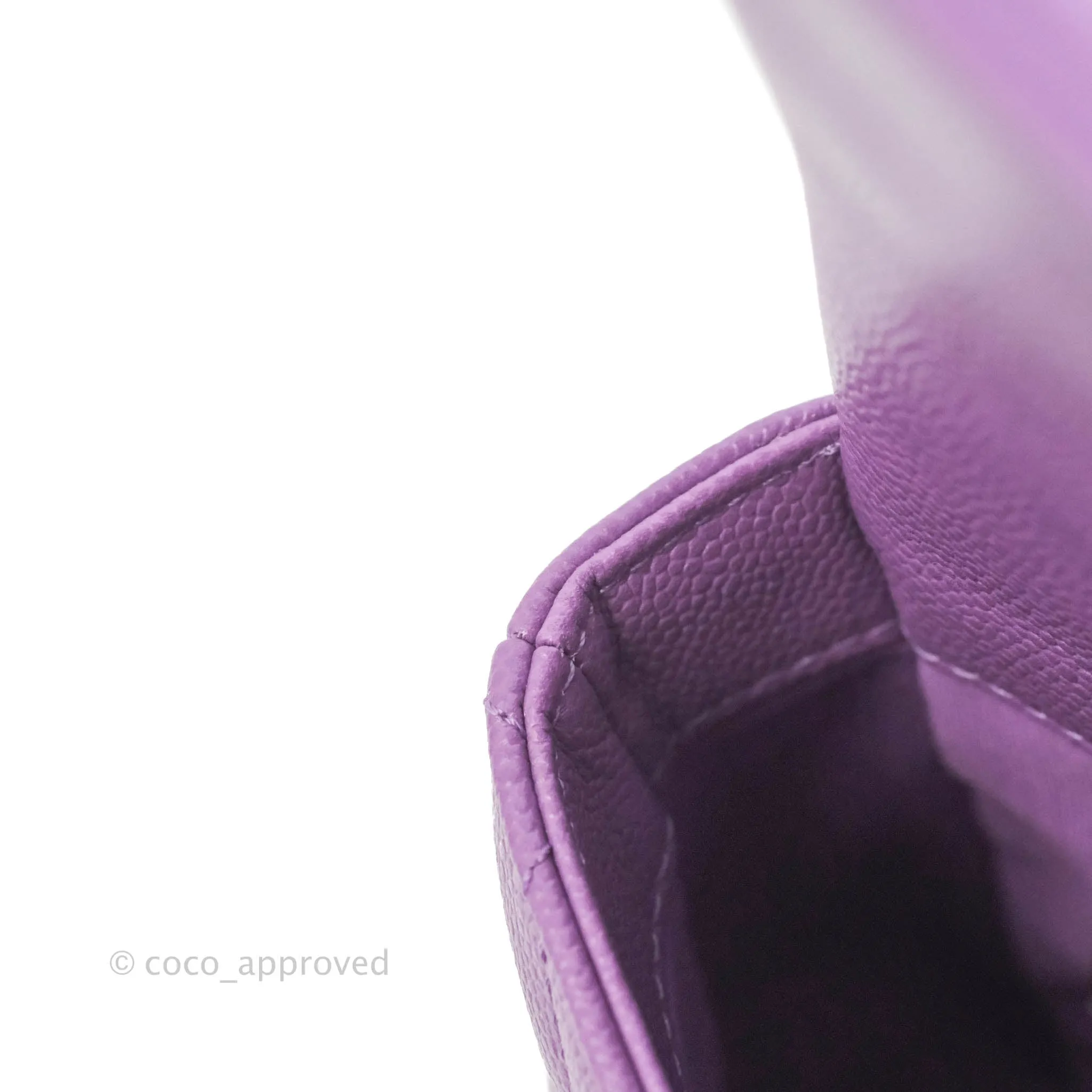 Chanel Small Quilted Melody Flap Purple Caviar Aged Gold Hardware