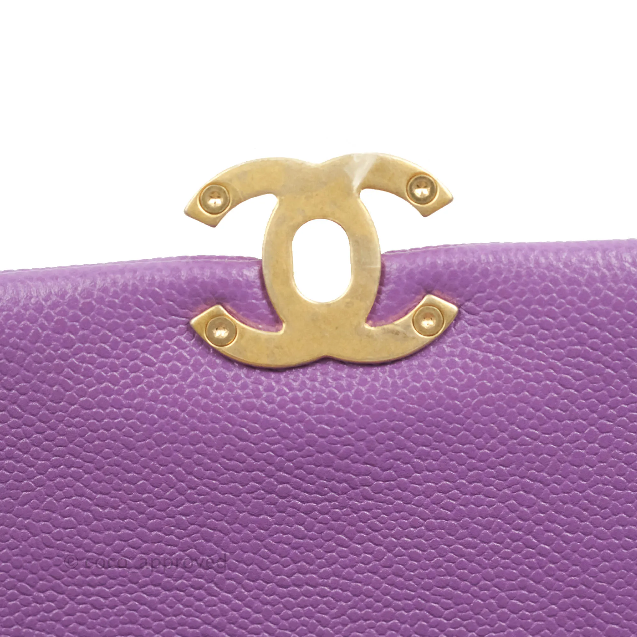 Chanel Small Quilted Melody Flap Purple Caviar Aged Gold Hardware