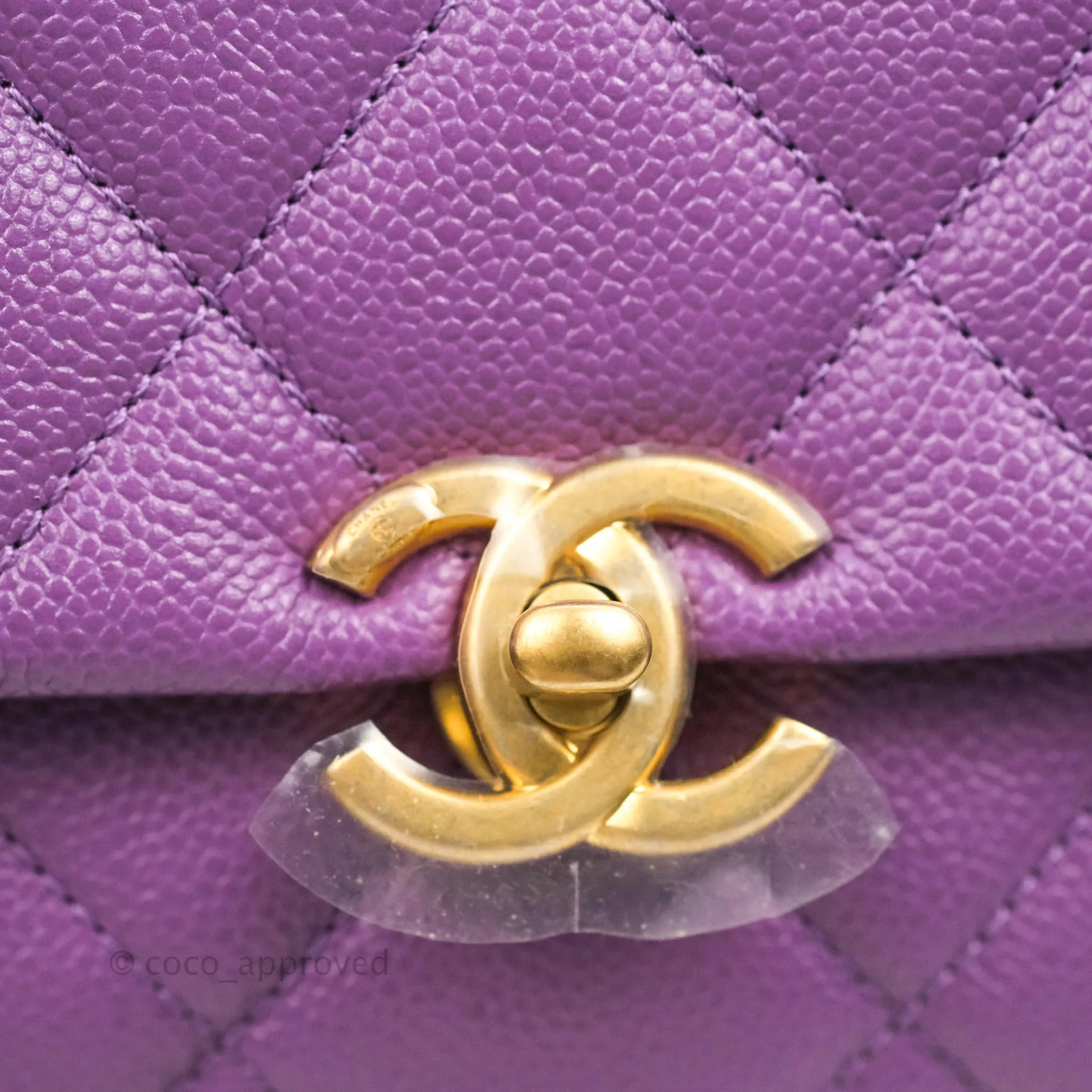Chanel Small Quilted Melody Flap Purple Caviar Aged Gold Hardware