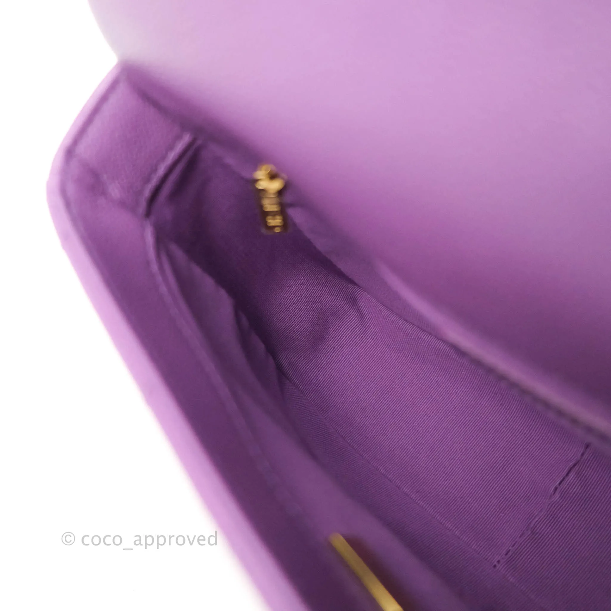 Chanel Small Quilted Melody Flap Purple Caviar Aged Gold Hardware