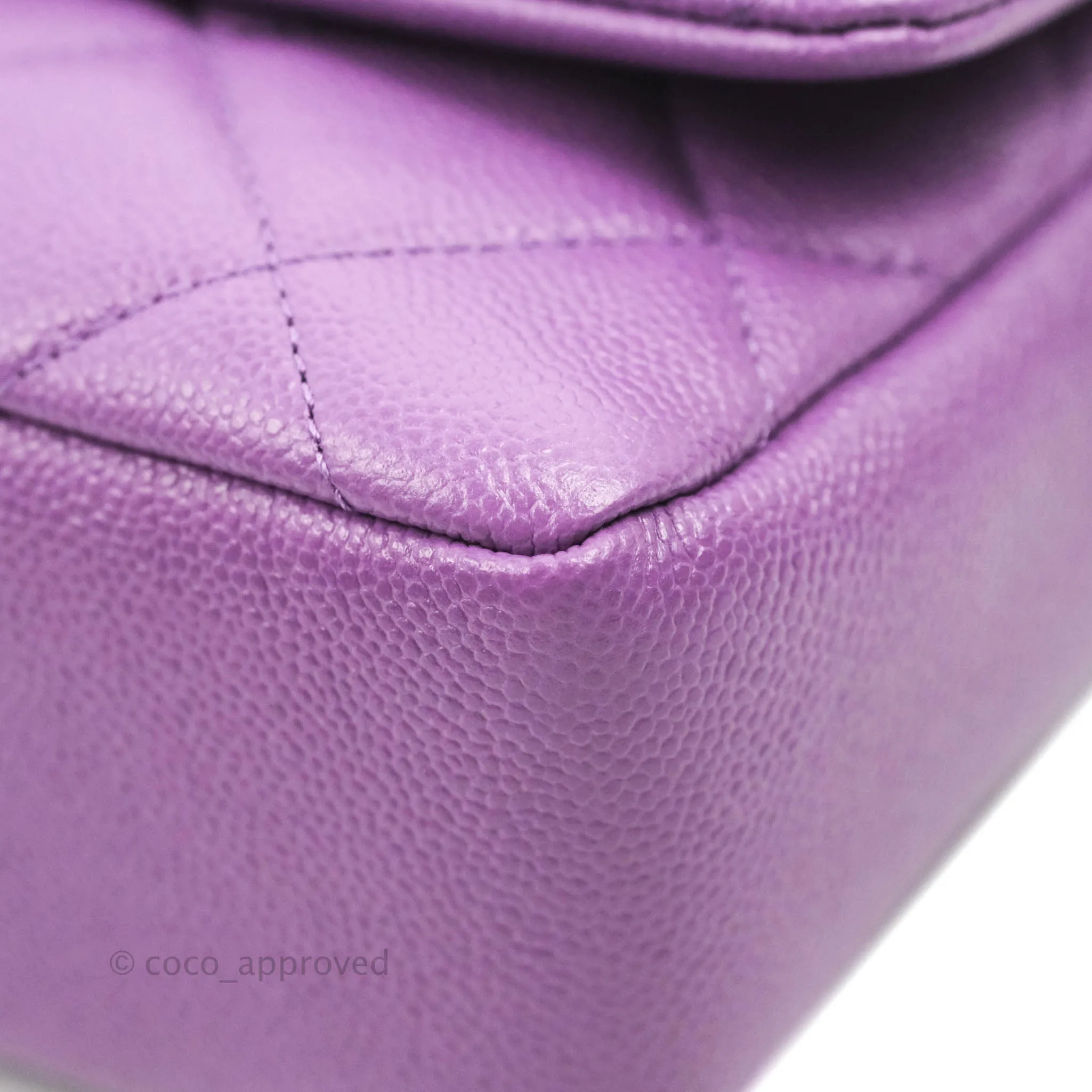 Chanel Small Quilted Melody Flap Purple Caviar Aged Gold Hardware