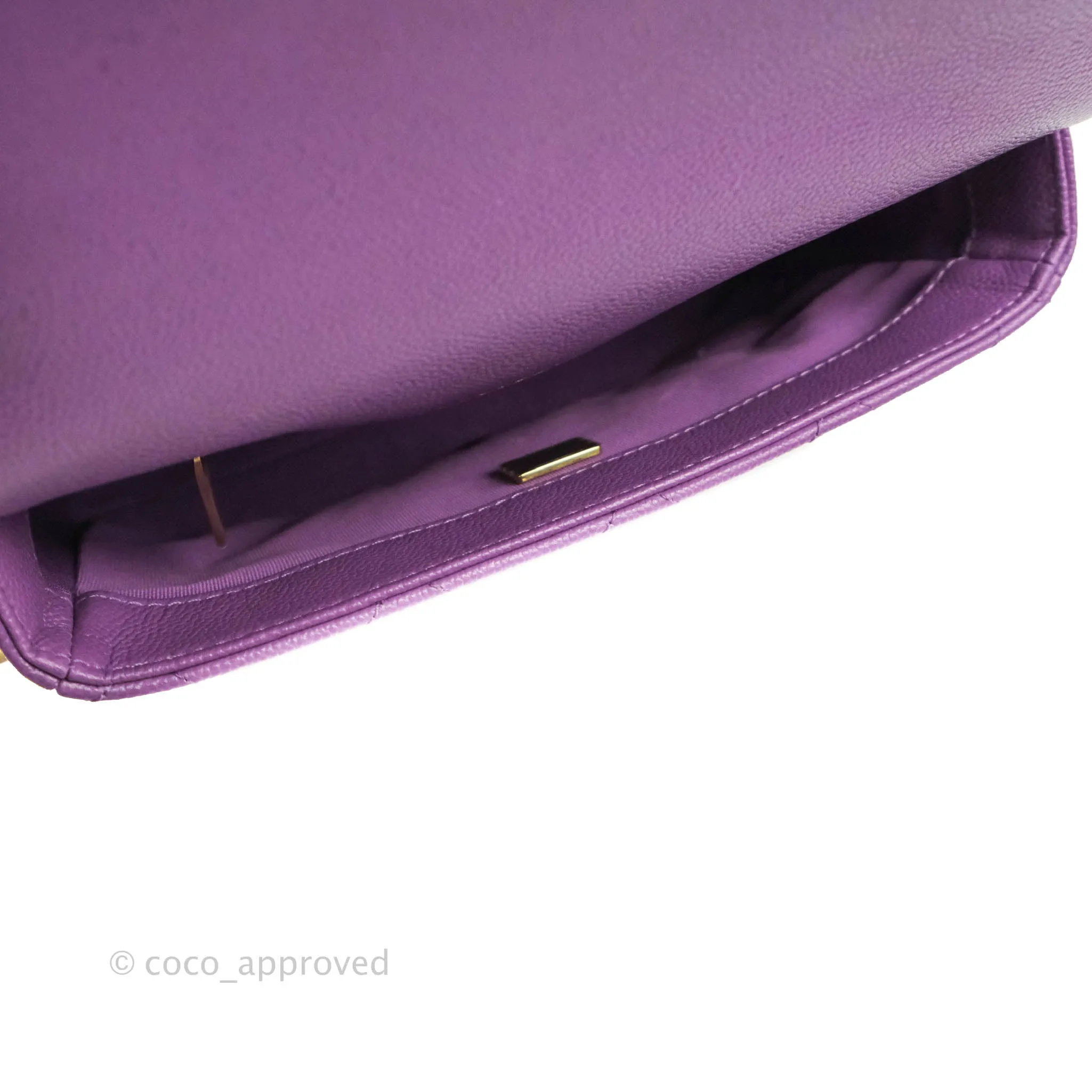 Chanel Small Quilted Melody Flap Purple Caviar Aged Gold Hardware