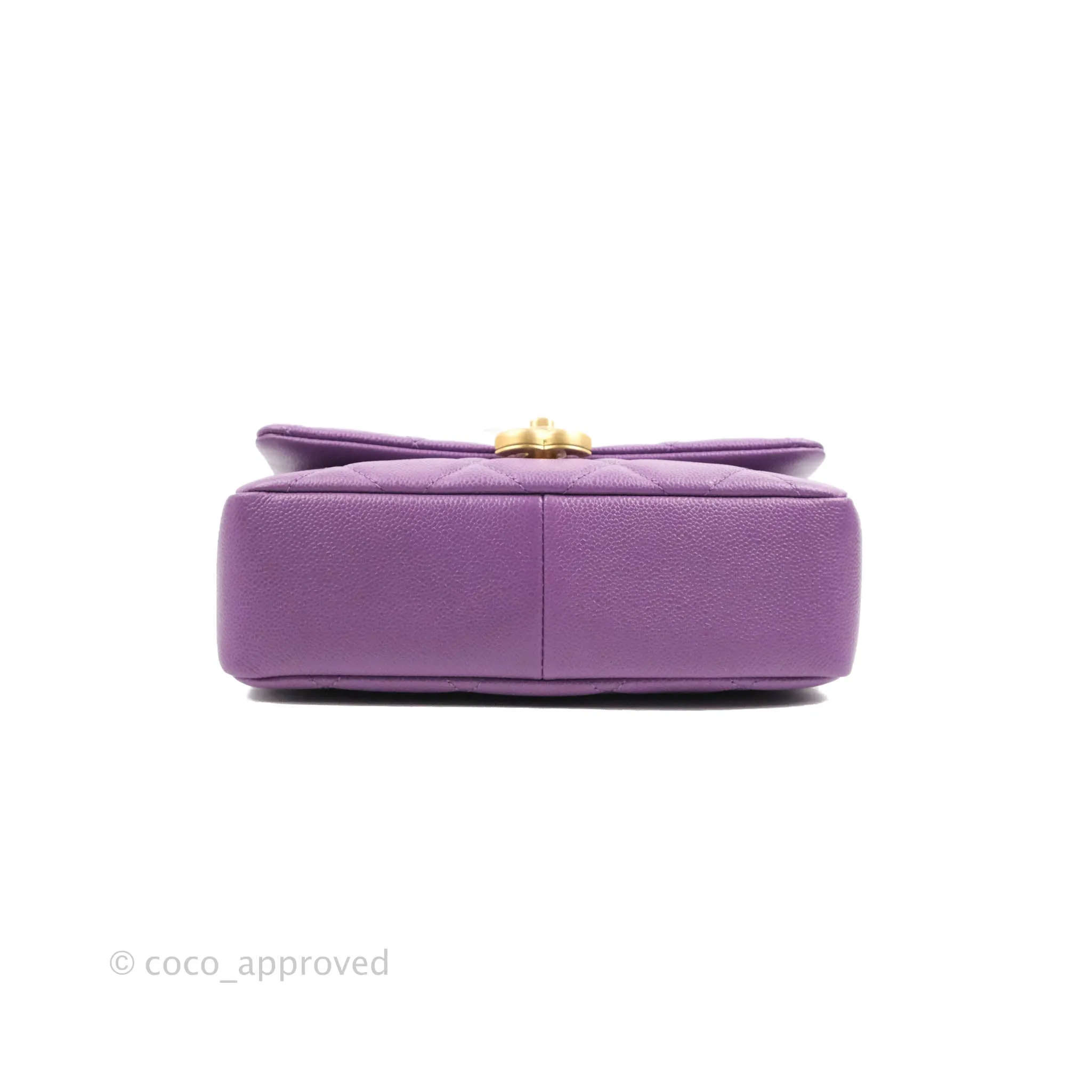 Chanel Small Quilted Melody Flap Purple Caviar Aged Gold Hardware