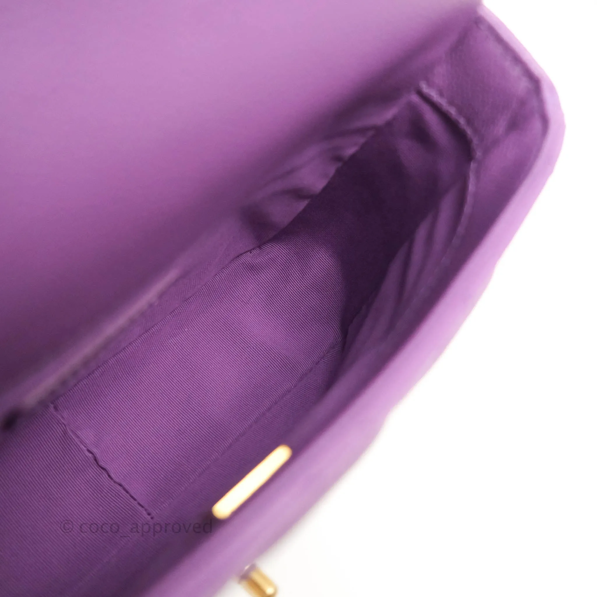 Chanel Small Quilted Melody Flap Purple Caviar Aged Gold Hardware