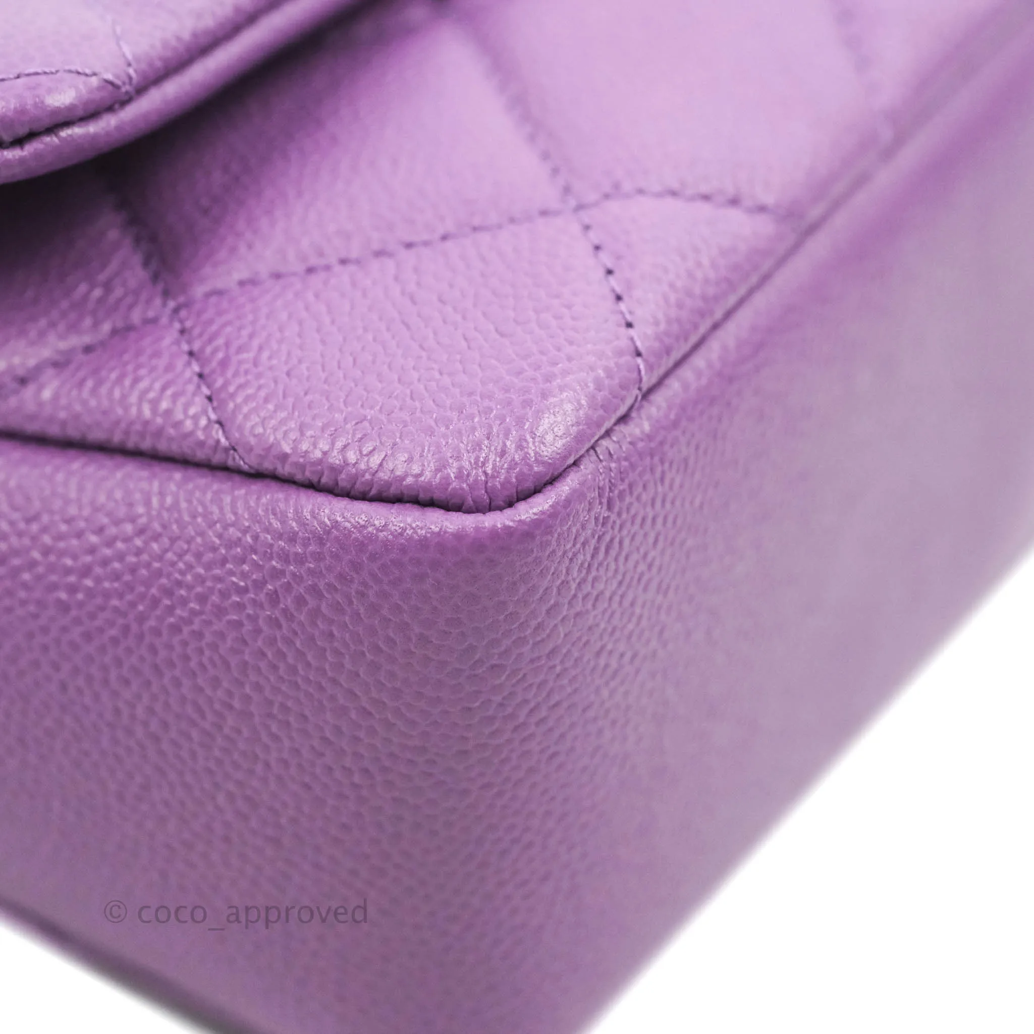 Chanel Small Quilted Melody Flap Purple Caviar Aged Gold Hardware